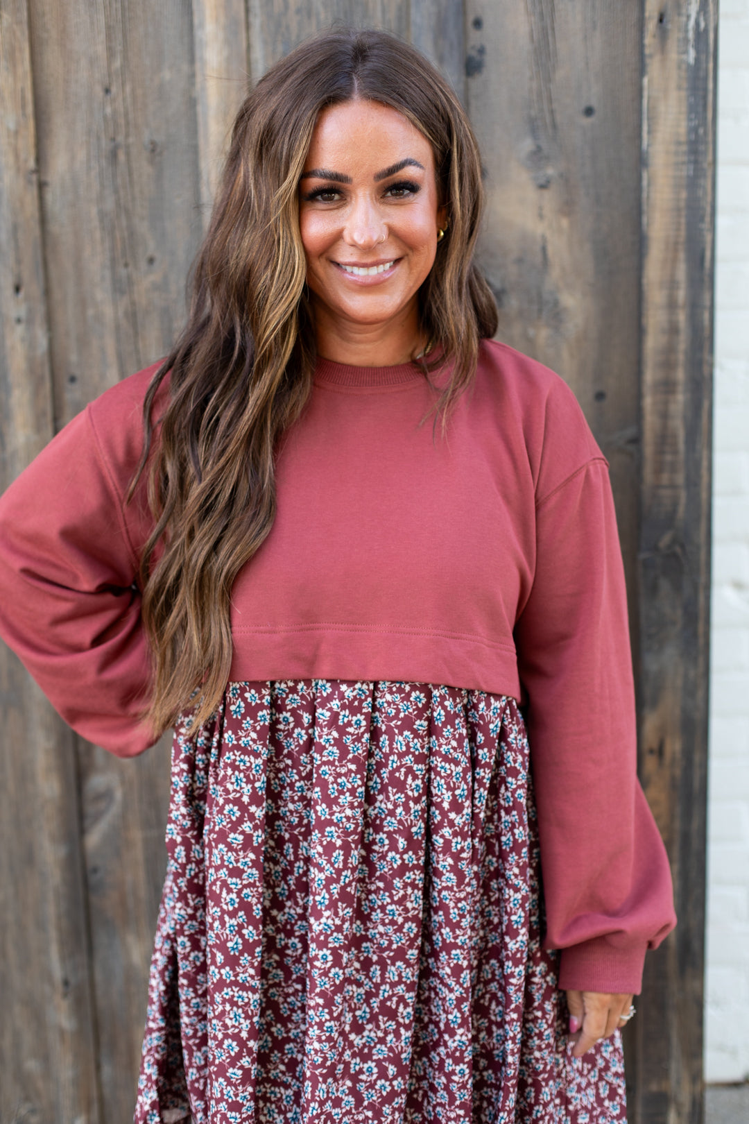Merlot Mixed Media Dress