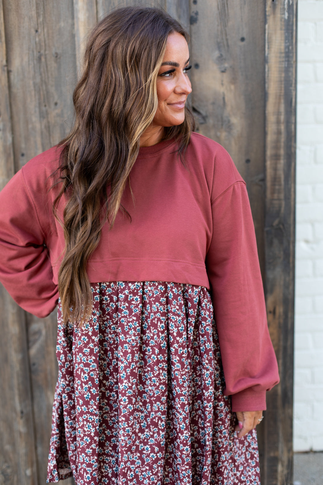 Merlot Mixed Media Dress