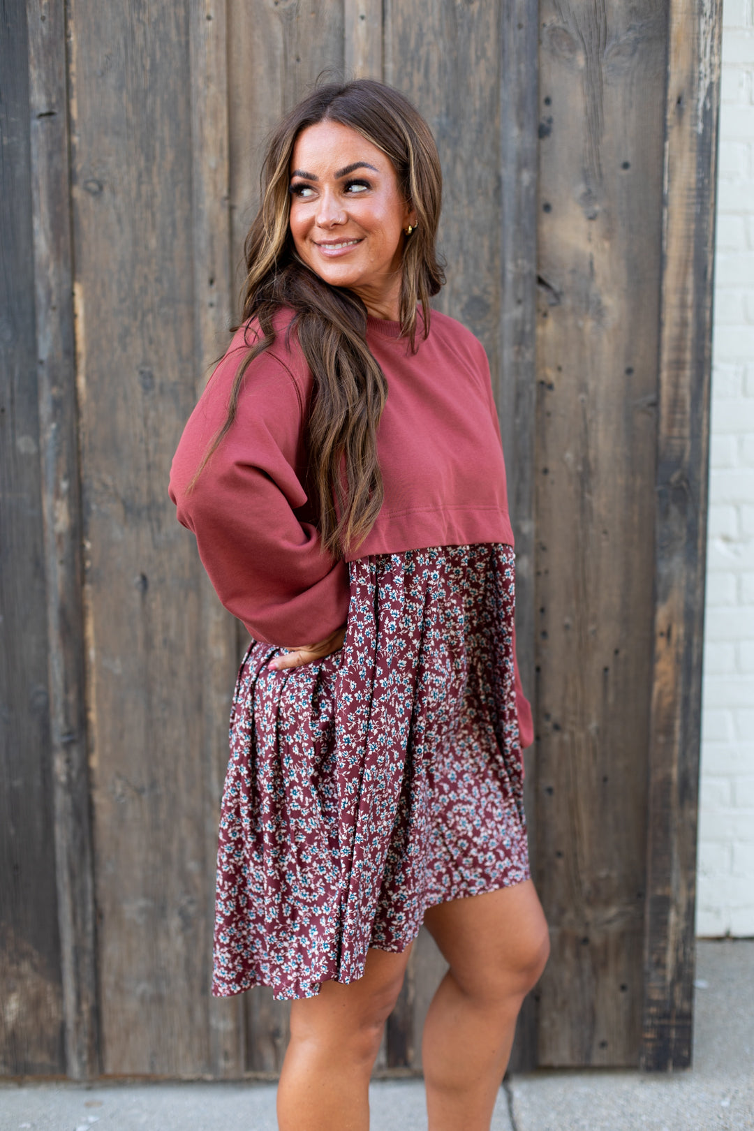 Merlot Mixed Media Dress
