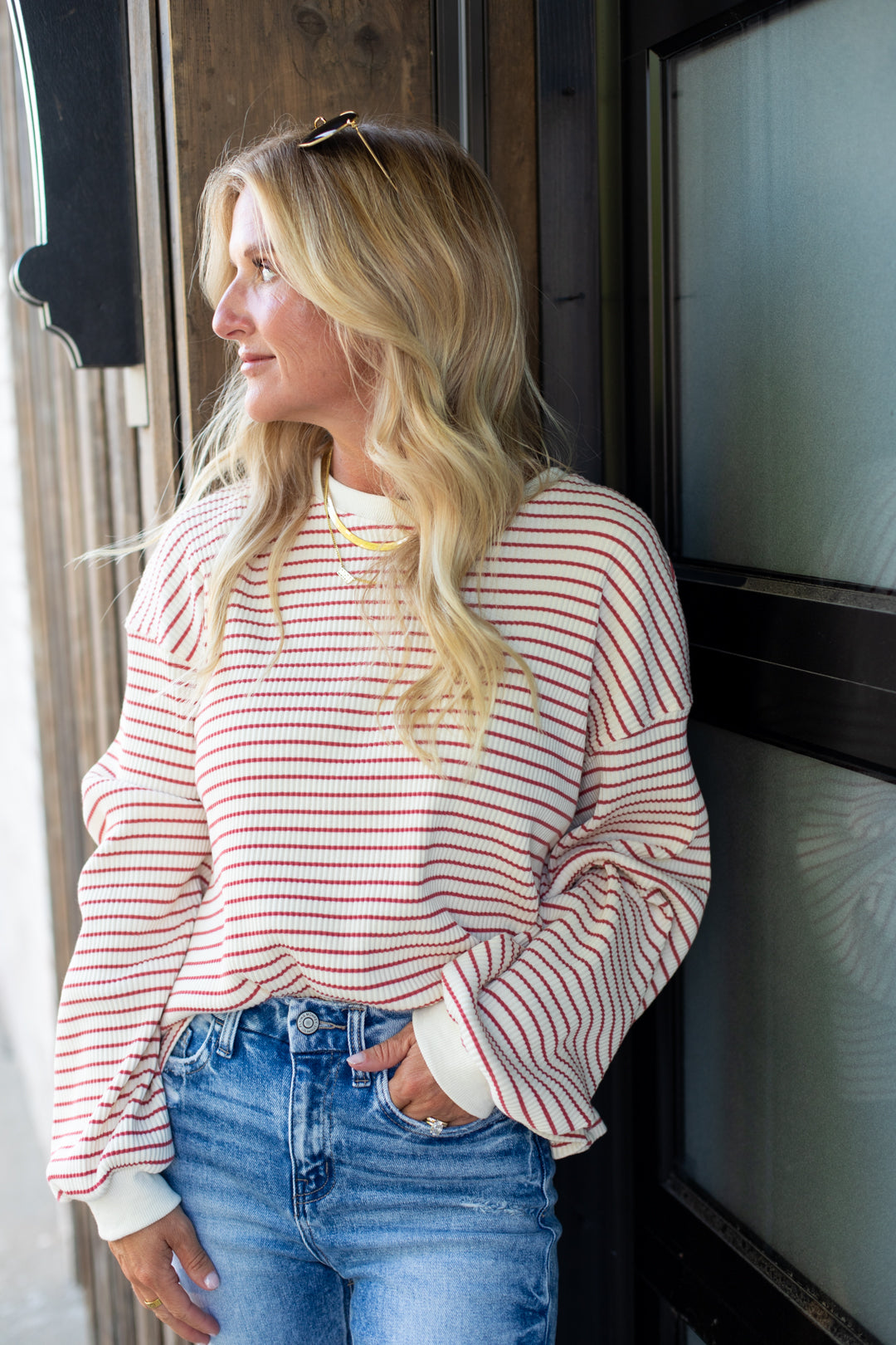 Half Time Striped Long Sleeve