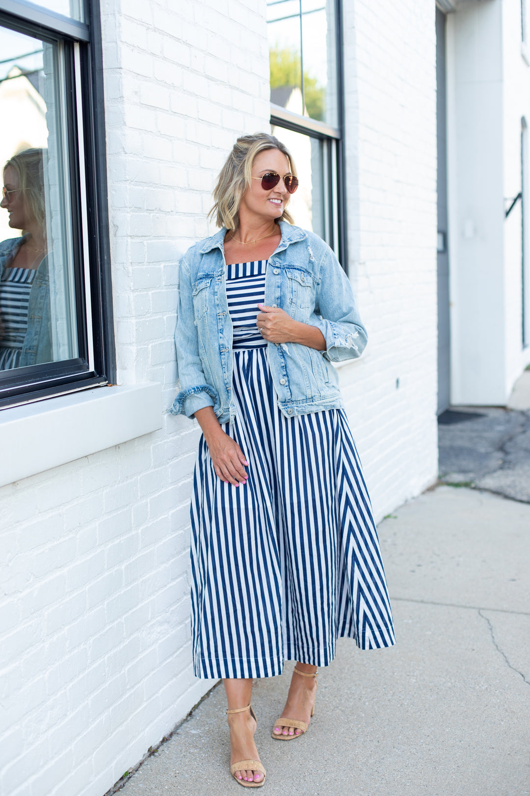 Belle Striped Poplin Dress