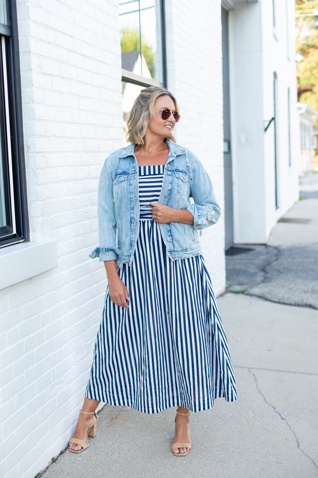 Belle Striped Poplin Dress