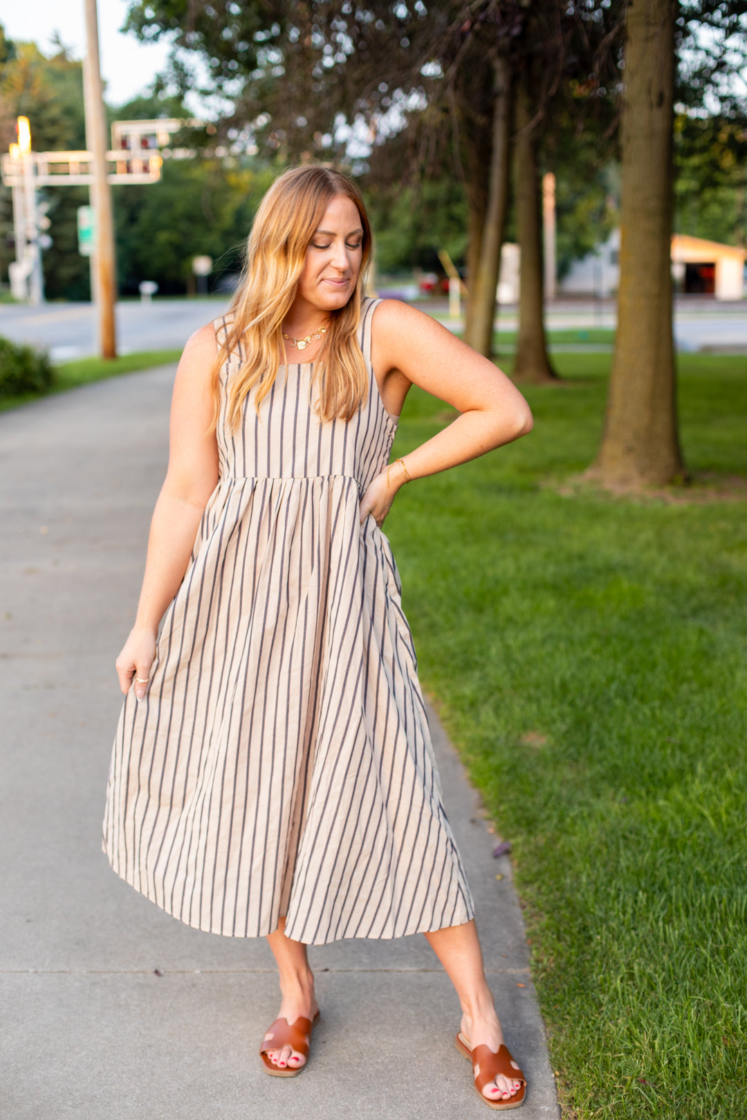 Destin Striped Midi Dress