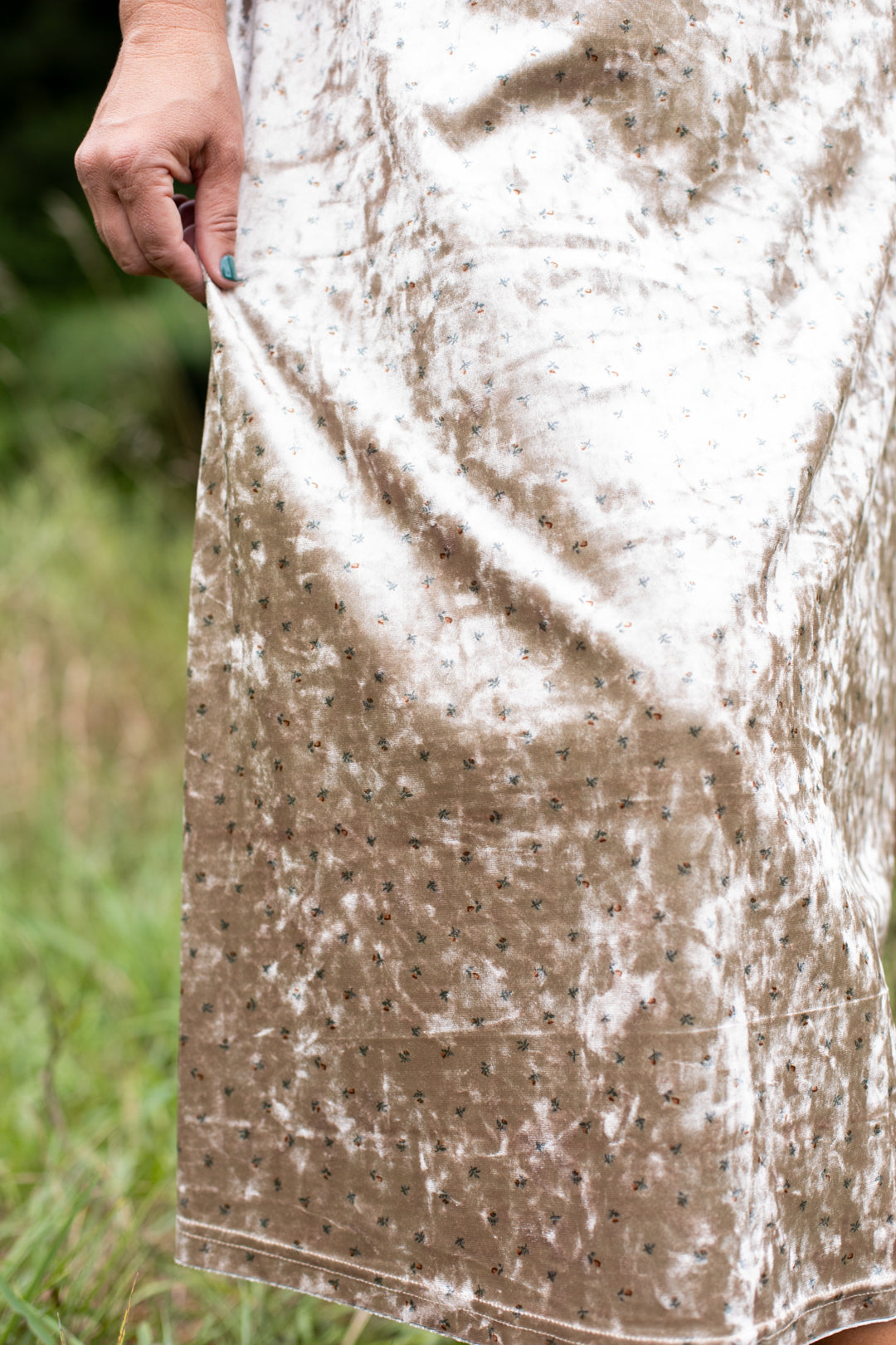 Velvet Floral Midi Skirt