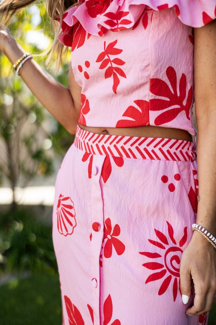 Paradise Floral Midi Skirt