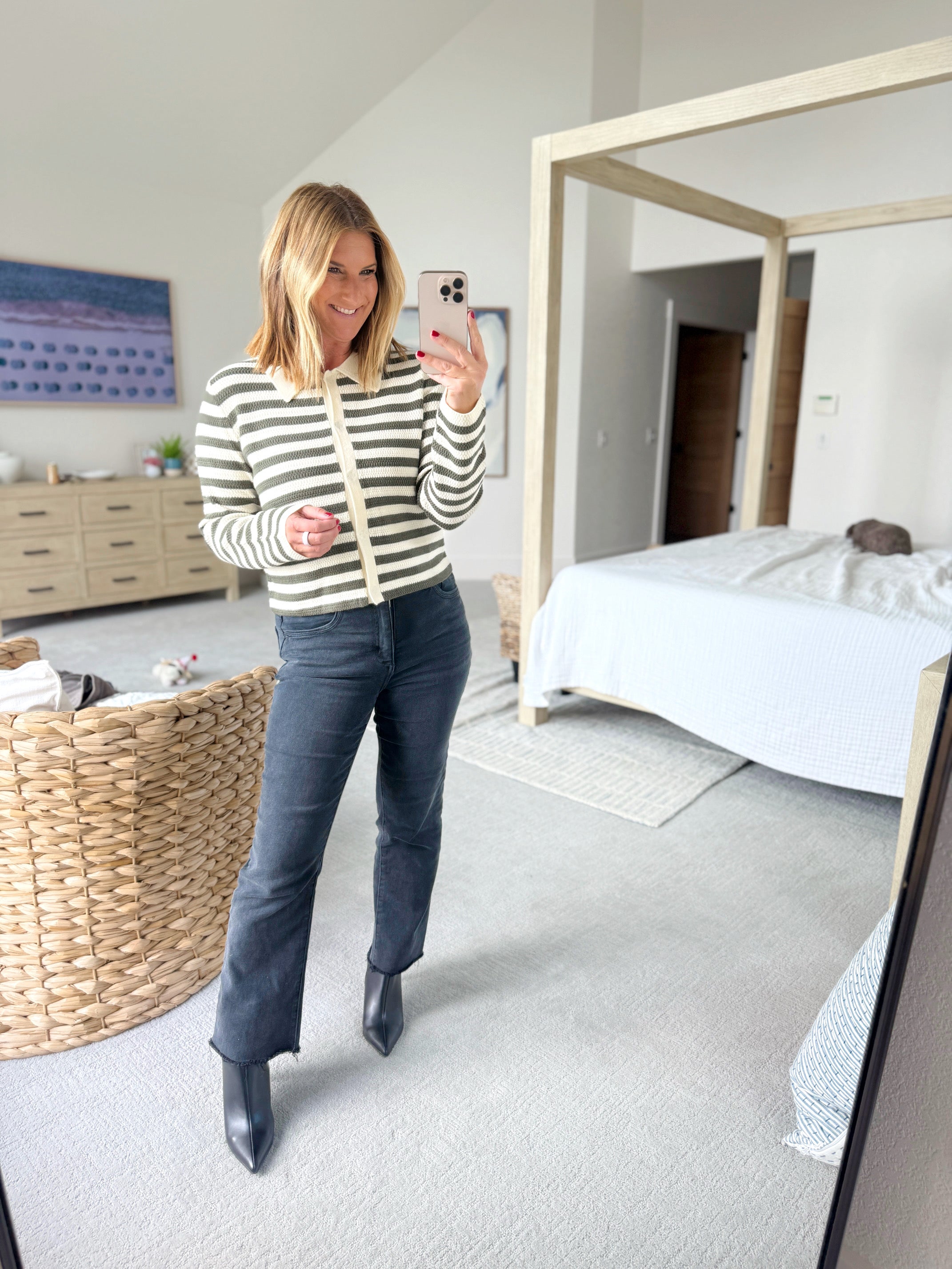 THML Snap Striped Cardigan