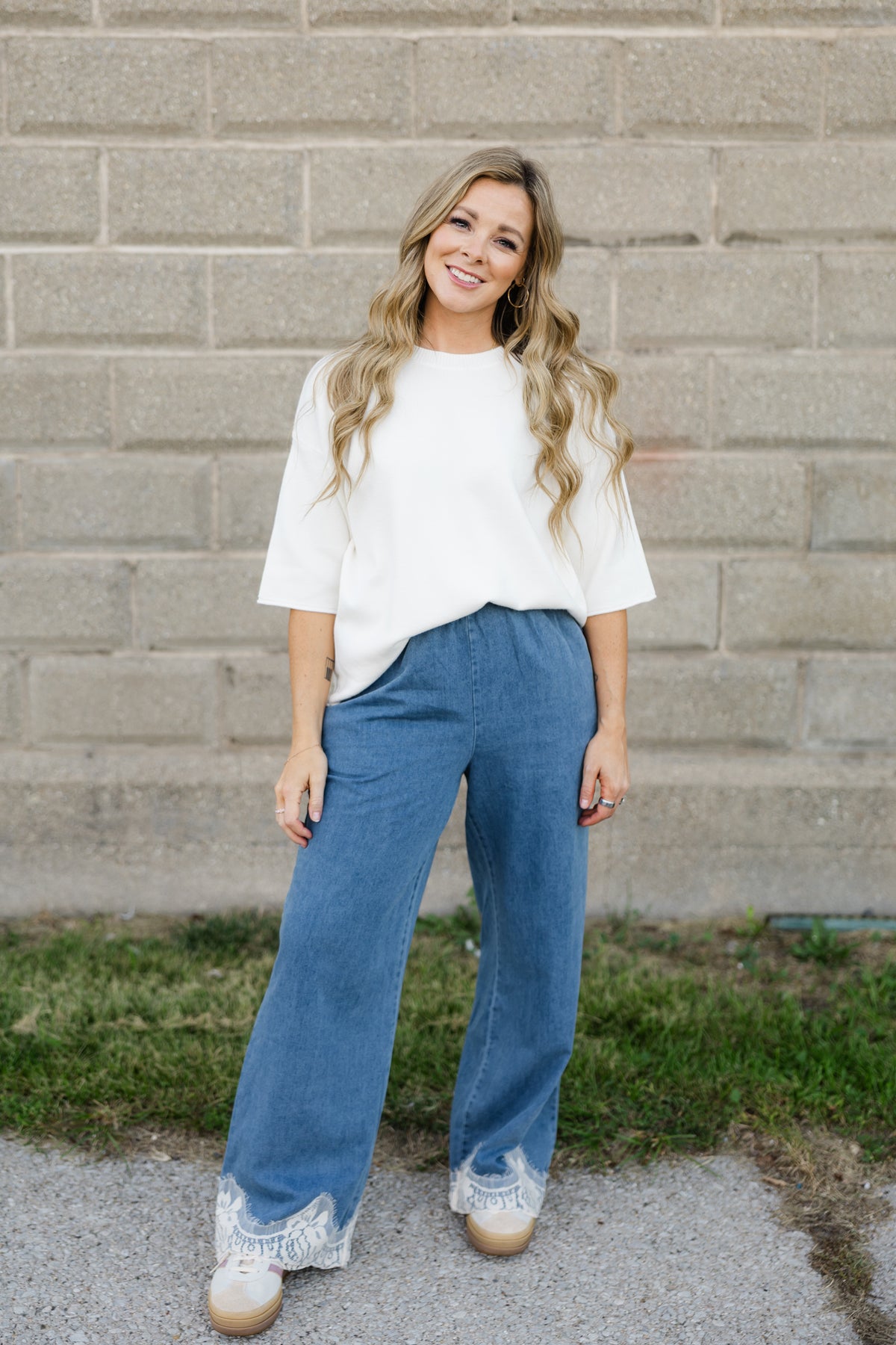 Festival Wide Leg Denim with Lace