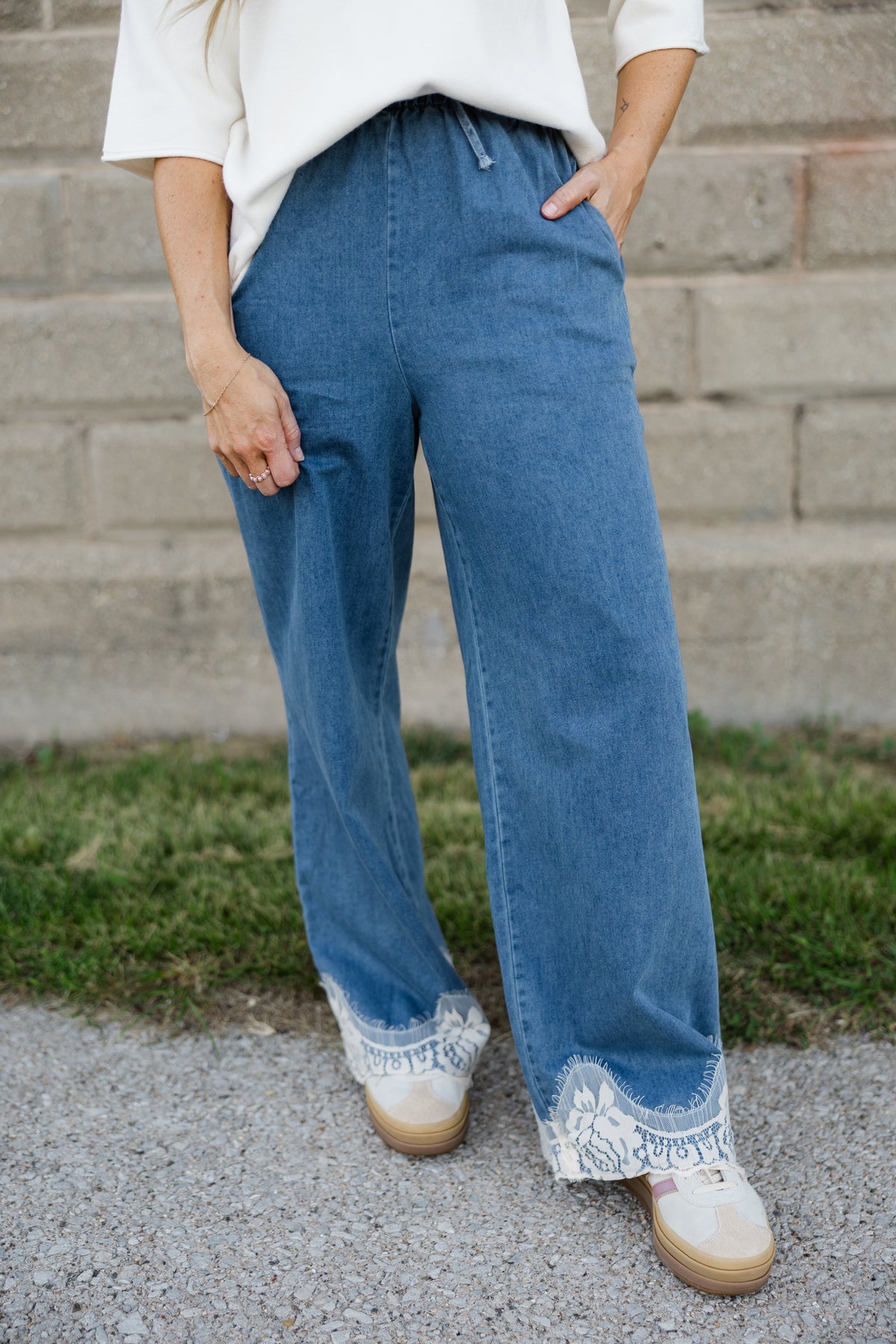 Festival Wide Leg Denim with Lace