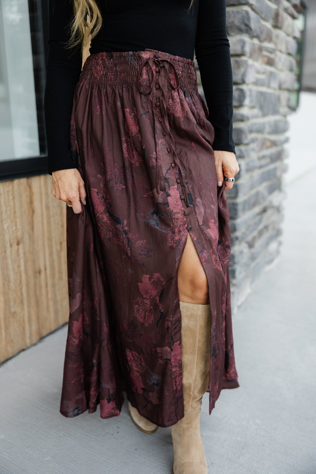 Kate Floral Button Front Maxi Skirt