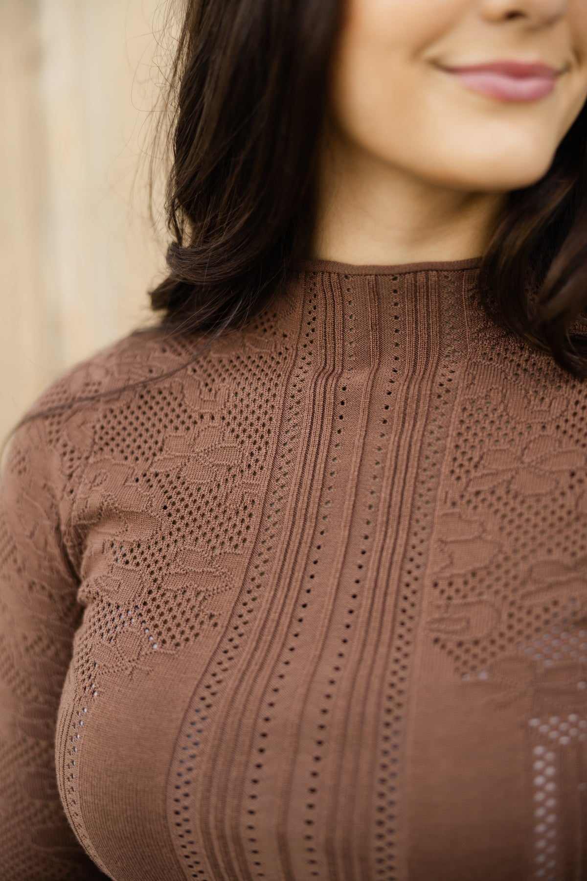 Ginger Pointelle Fitted Long Sleeve