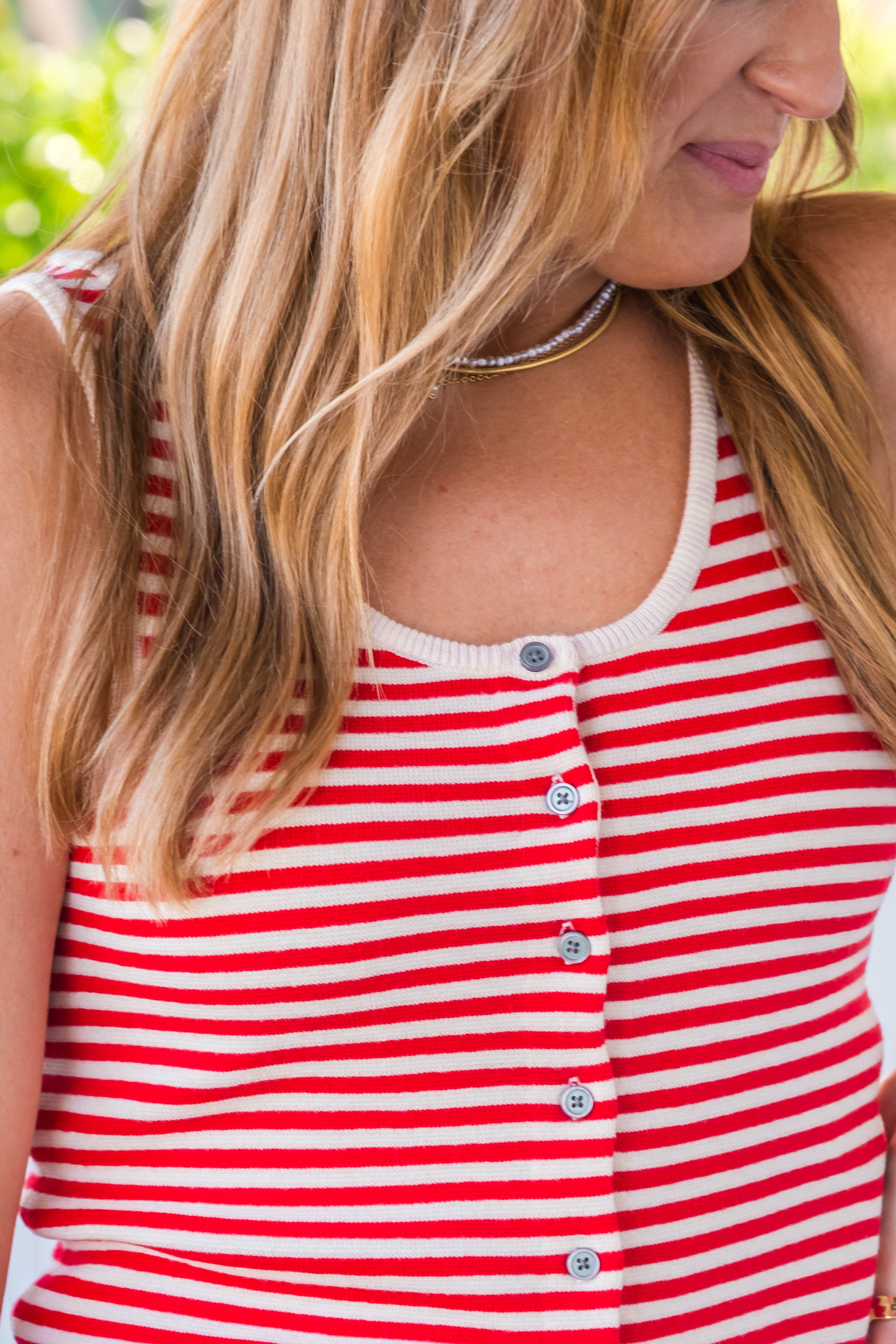 Eden Striped Button Front Tank