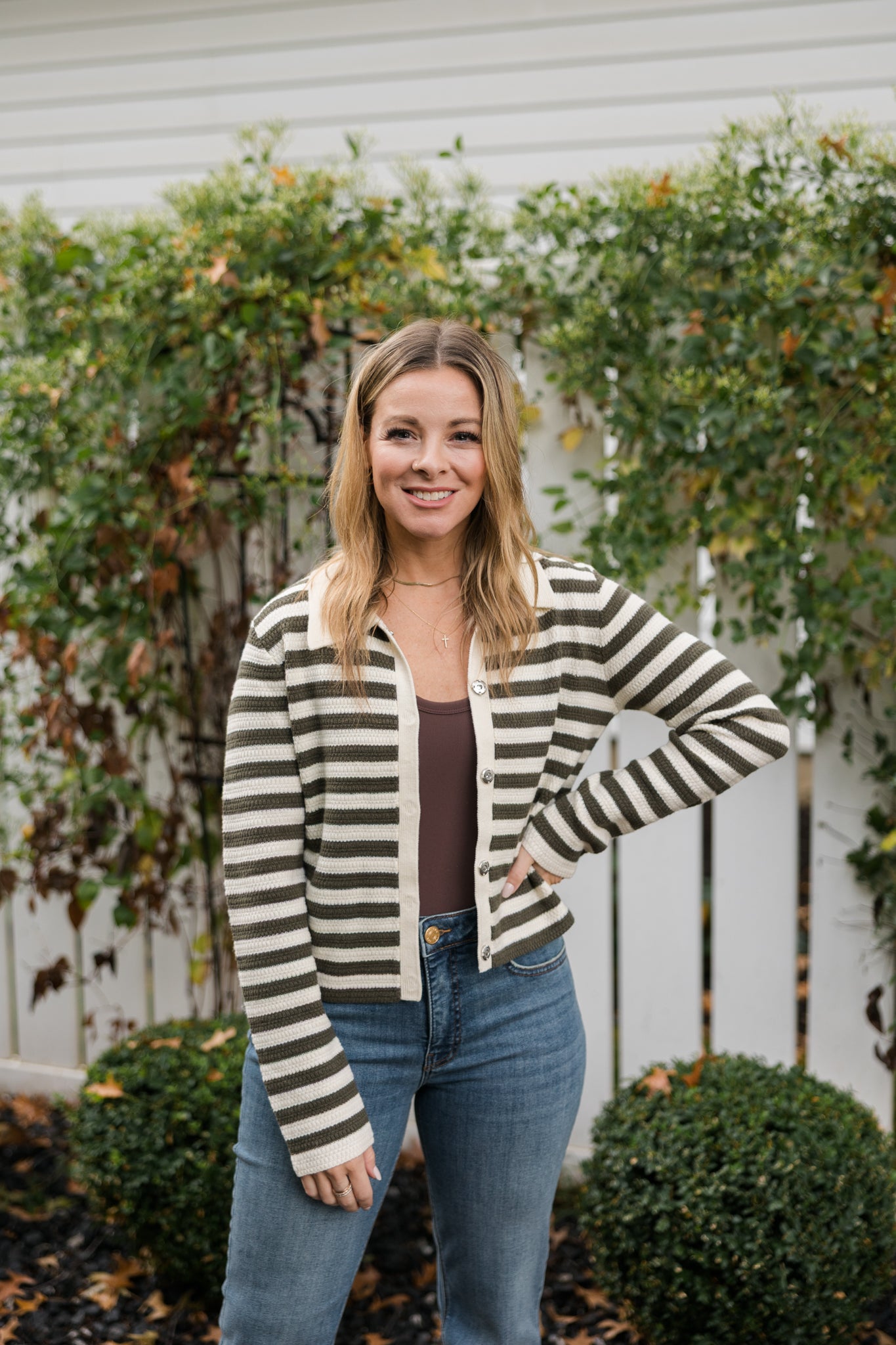 THML Snap Striped Cardigan