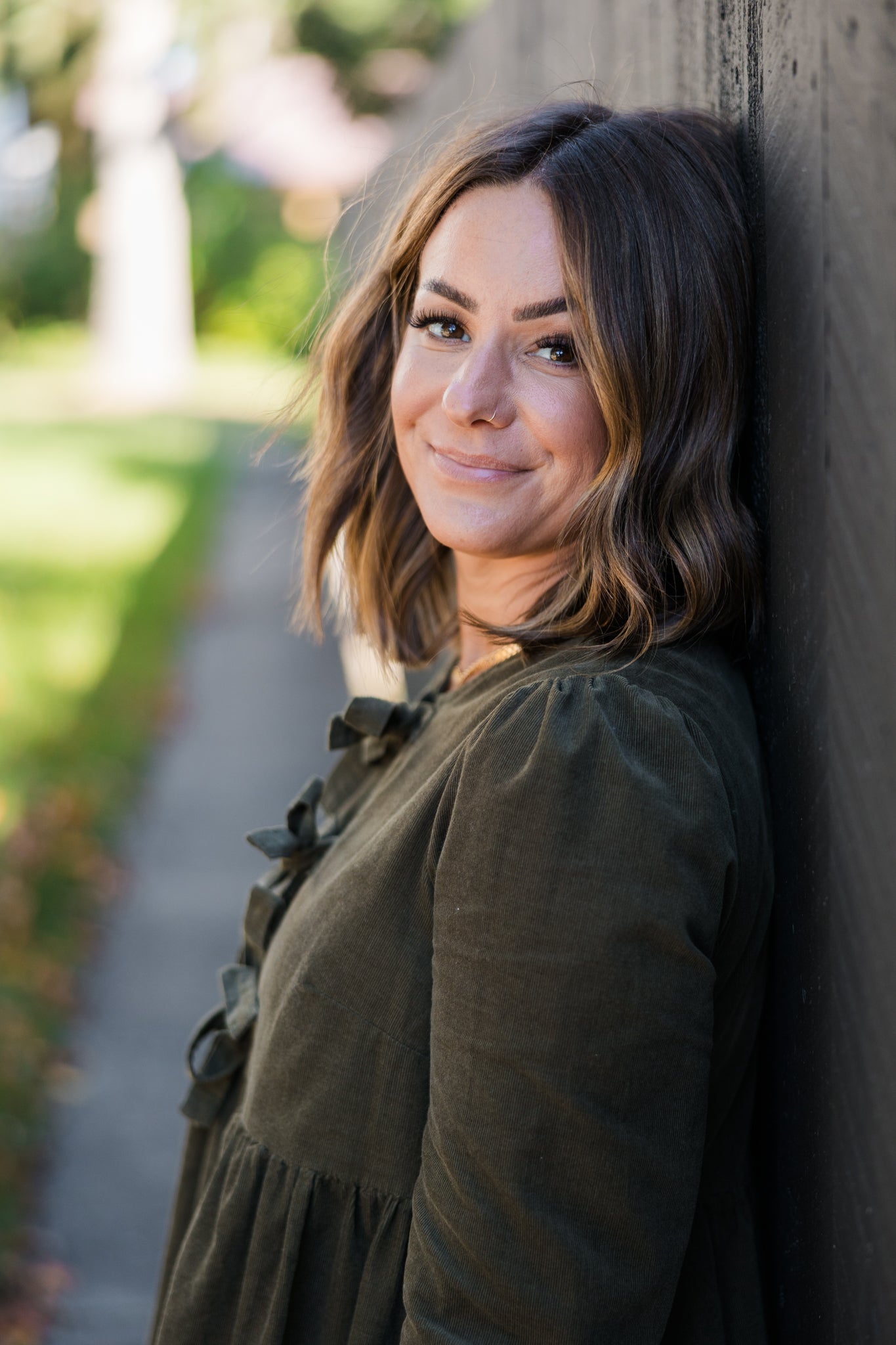 Bow Tie Corduroy Mini Dress