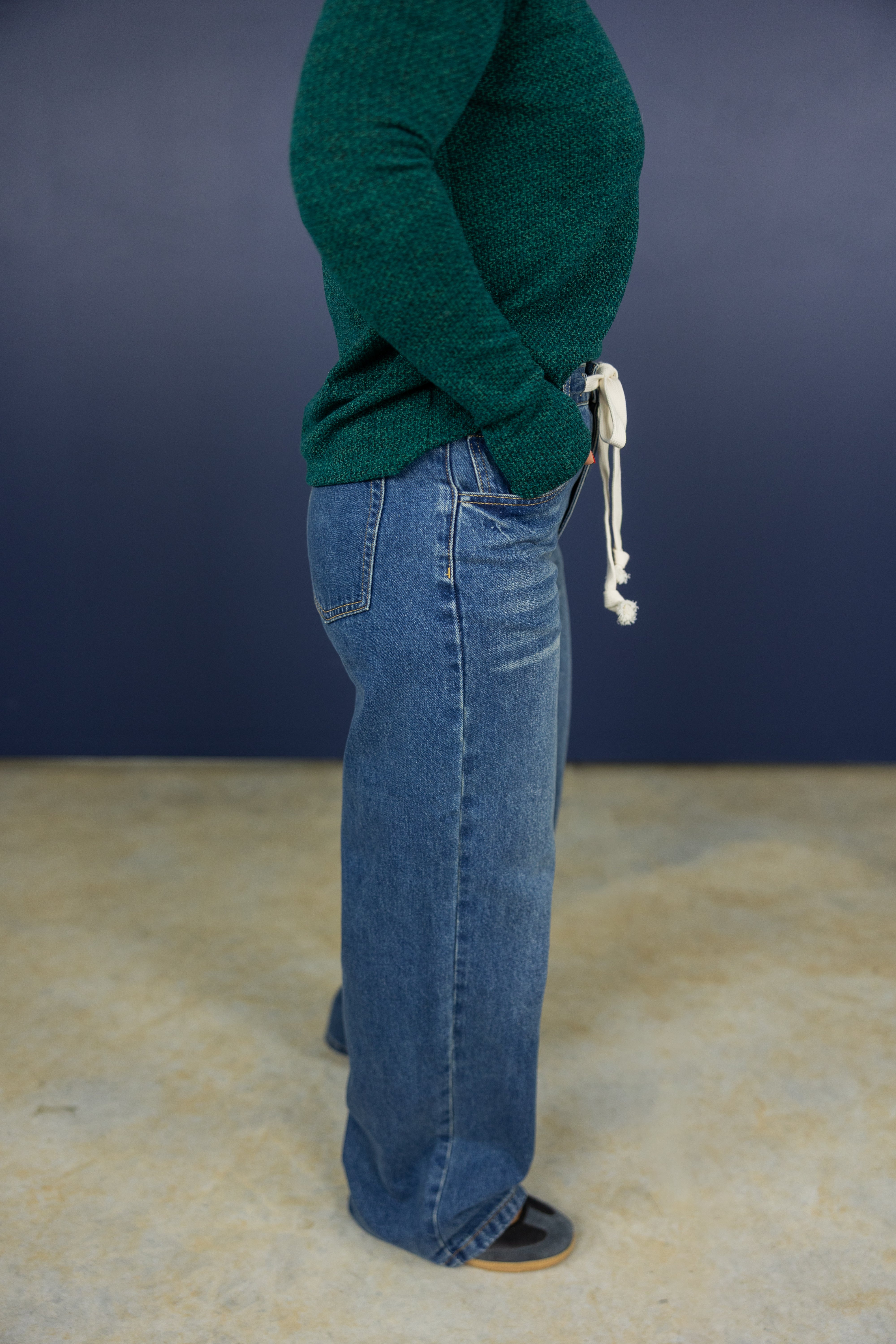 Drawstring Straight Jeans