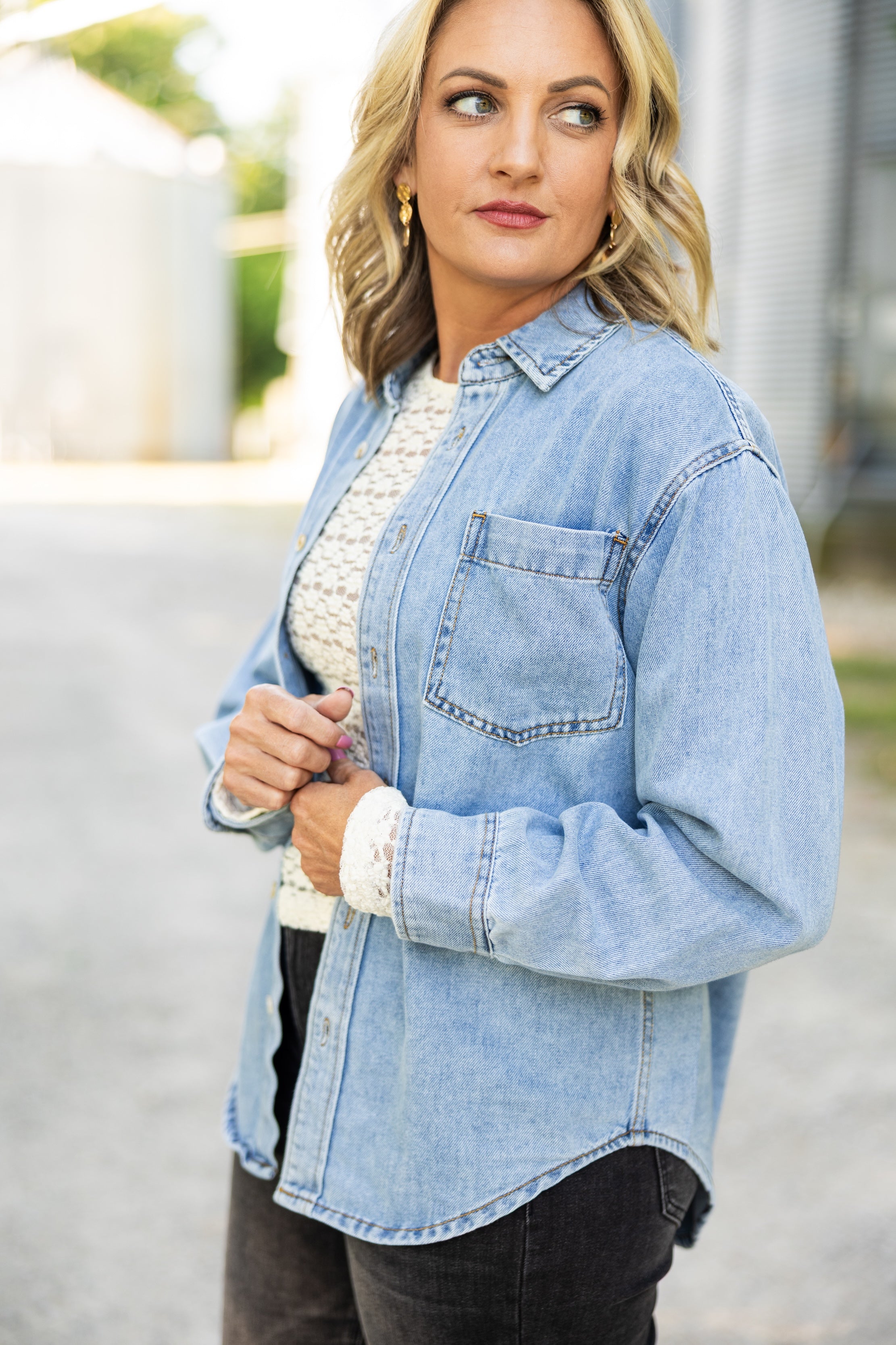 Mesa Oversized Denim Button Down