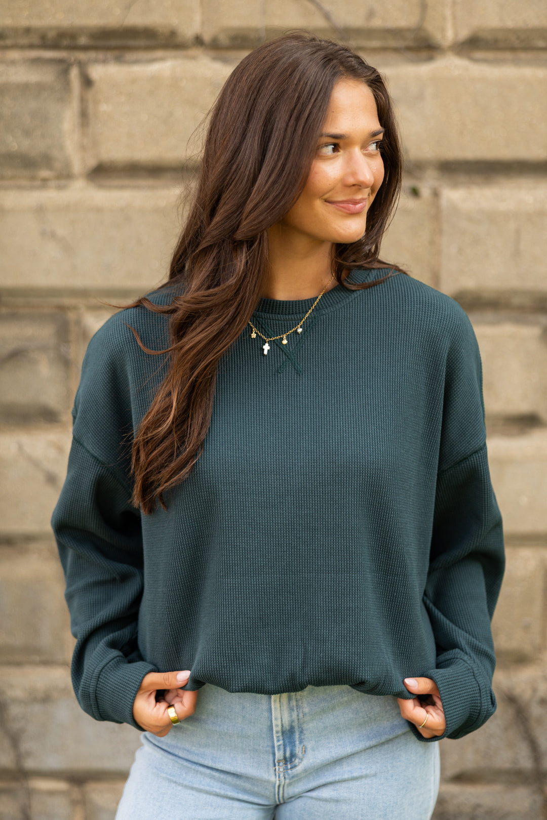 Sophia Waffle Knit Bubble Hem