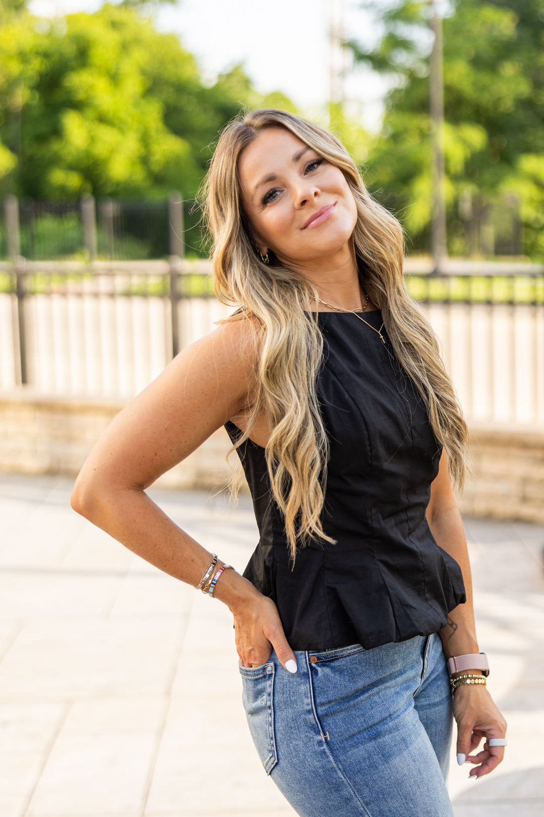 THML High Neck Peplum Tank