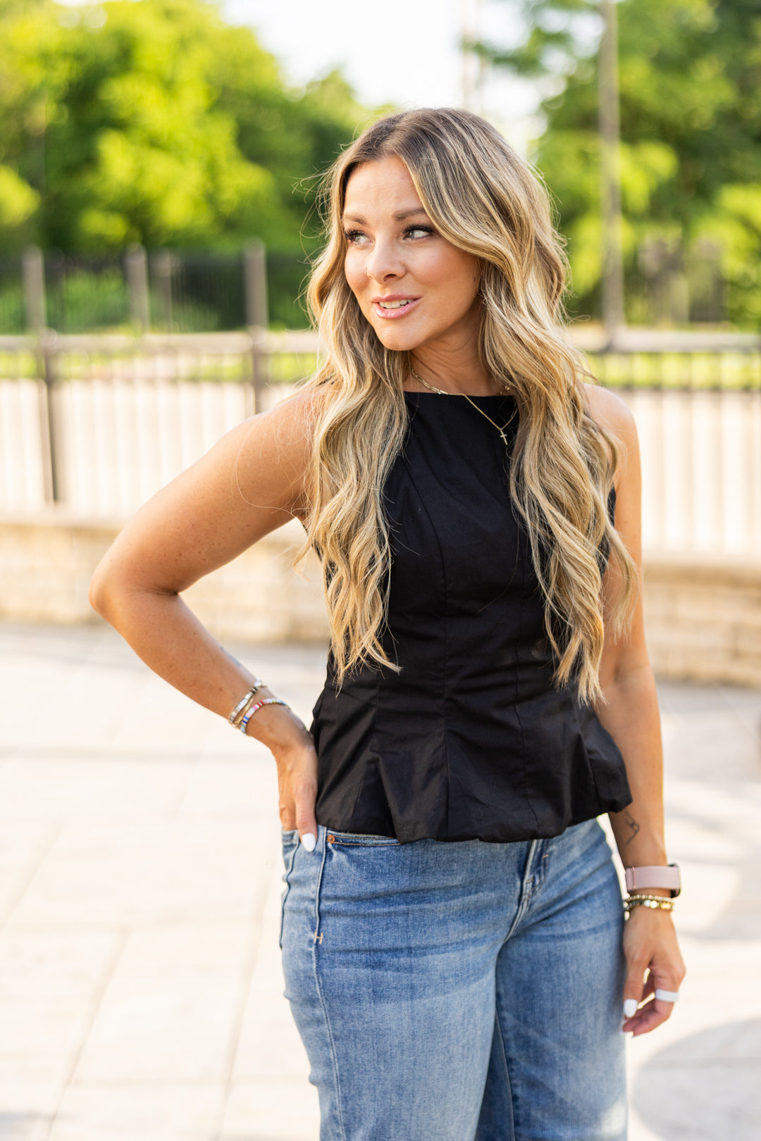 THML High Neck Peplum Tank