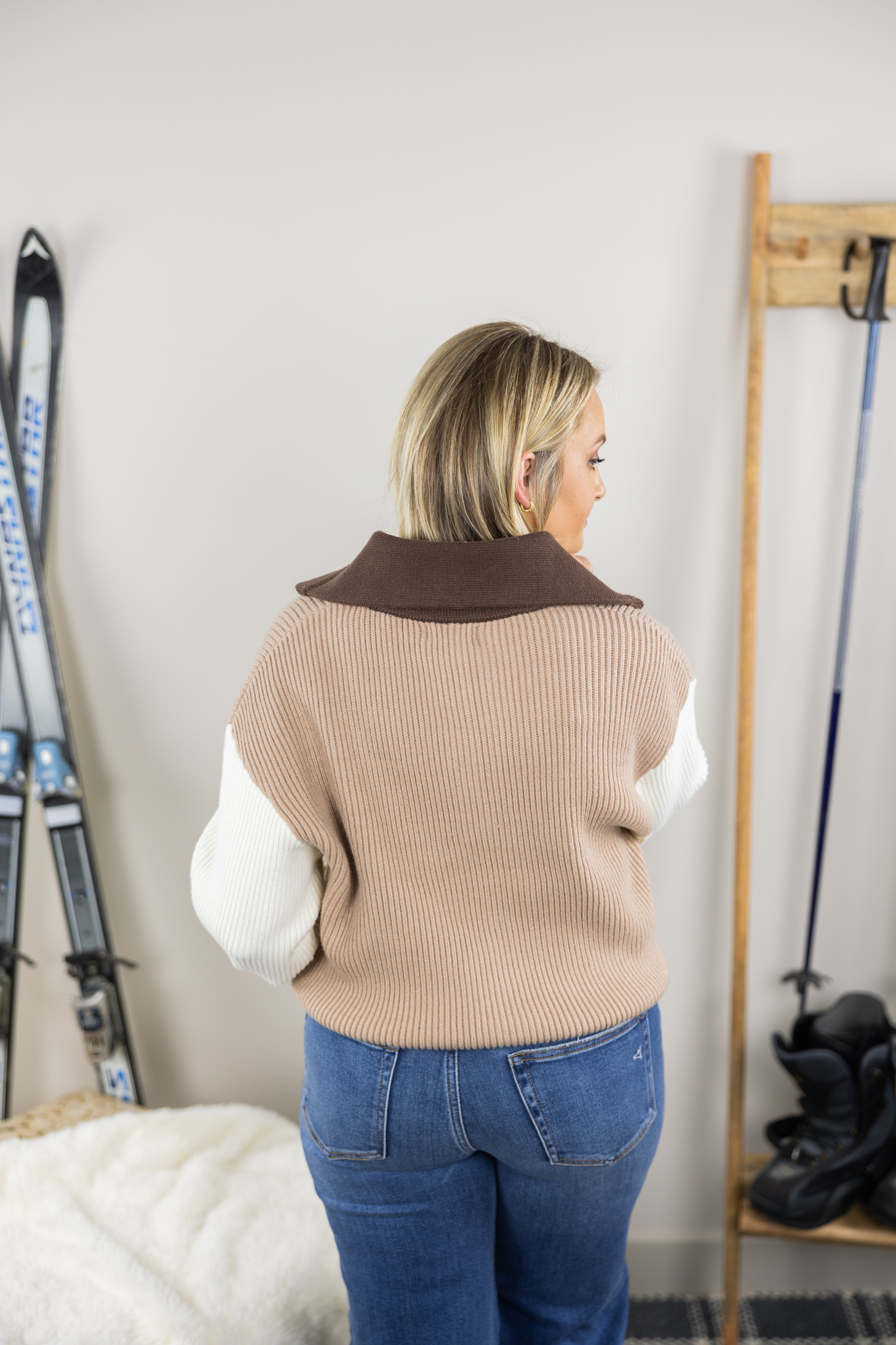 Caramel Colorblock Ribbed Sweater