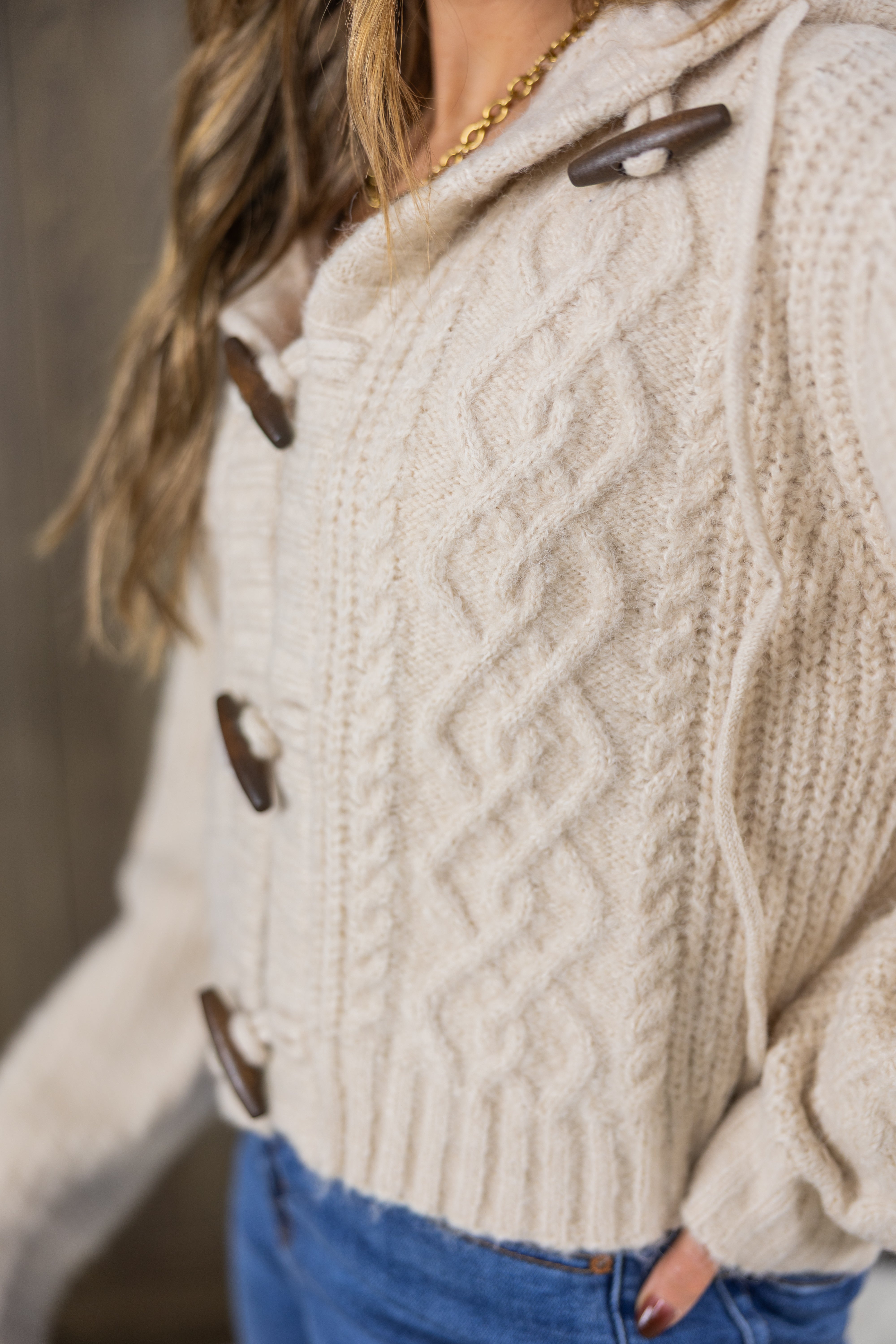Cable Knit Hooded Cardigan