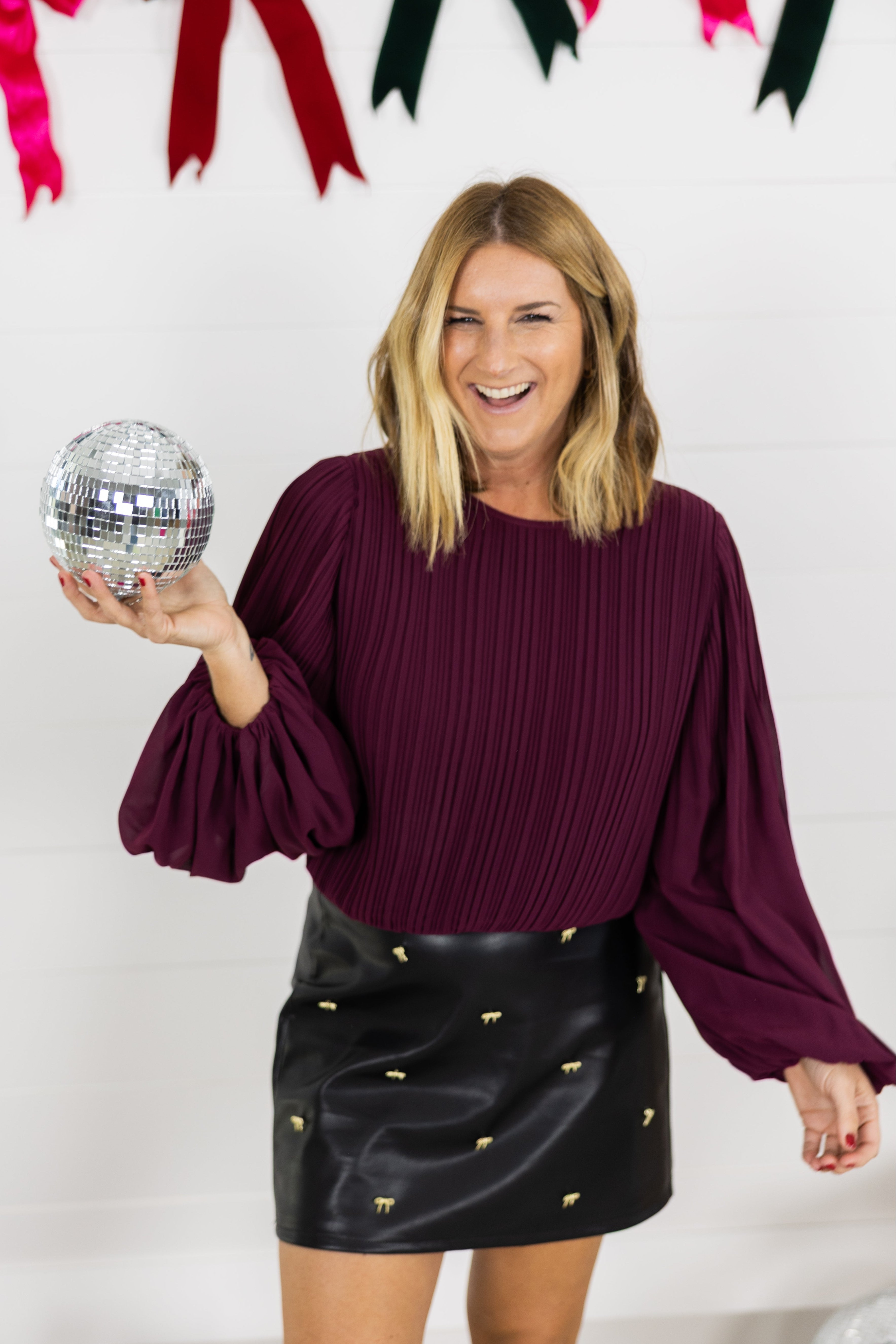 Good Cheer Pleated Top