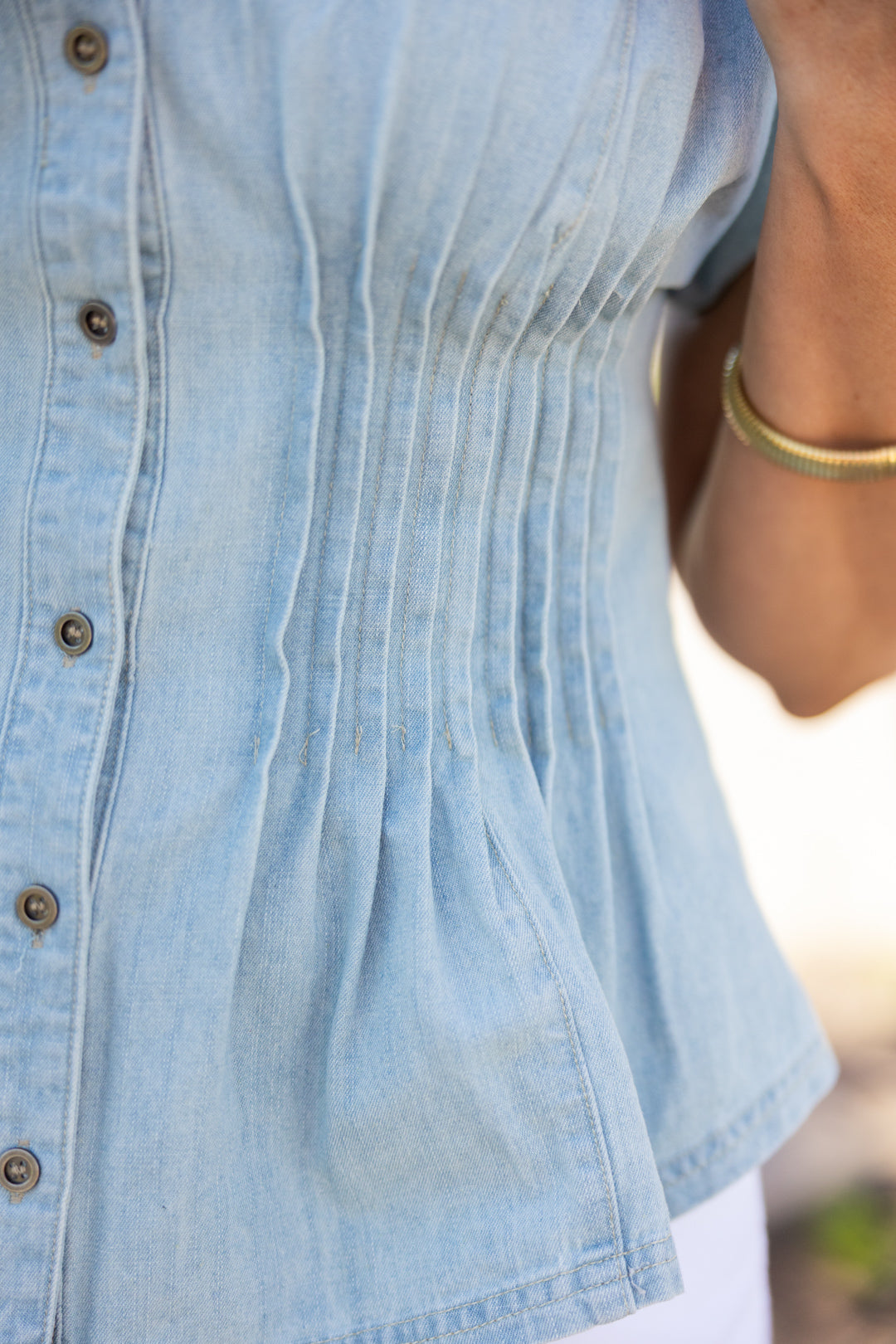 Monaco Denim Peplum Top