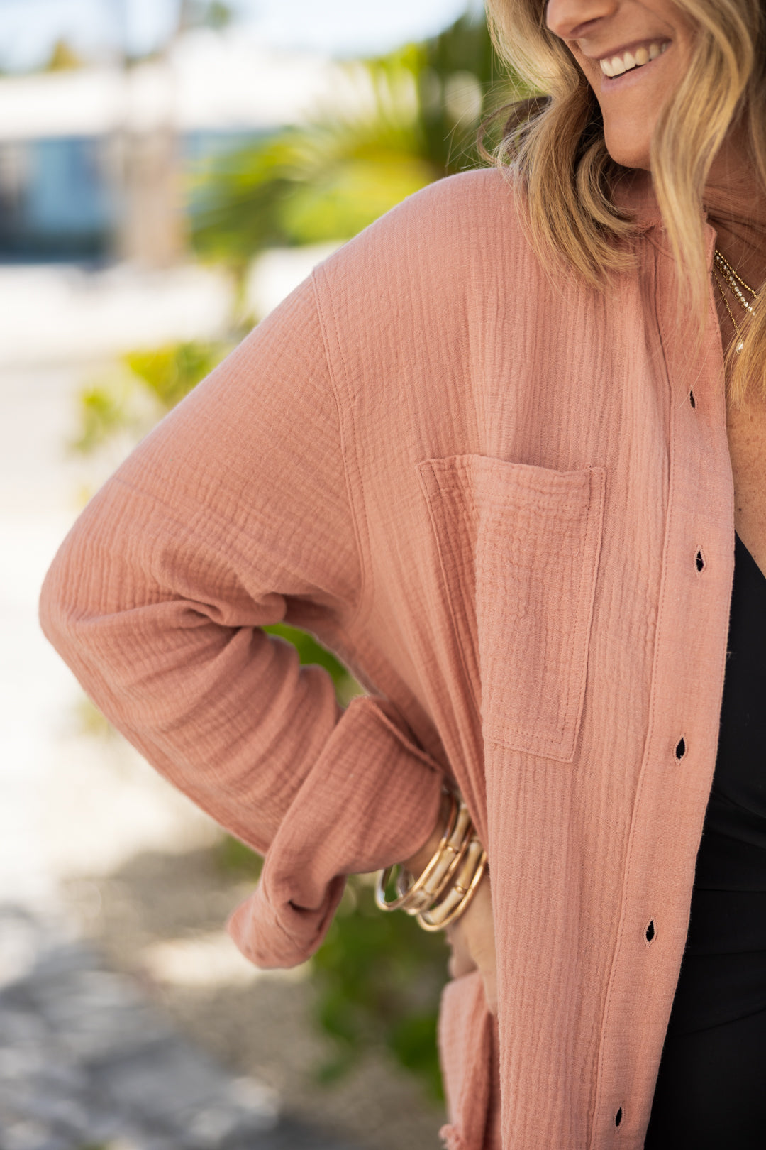 Belize Gauze Button Up