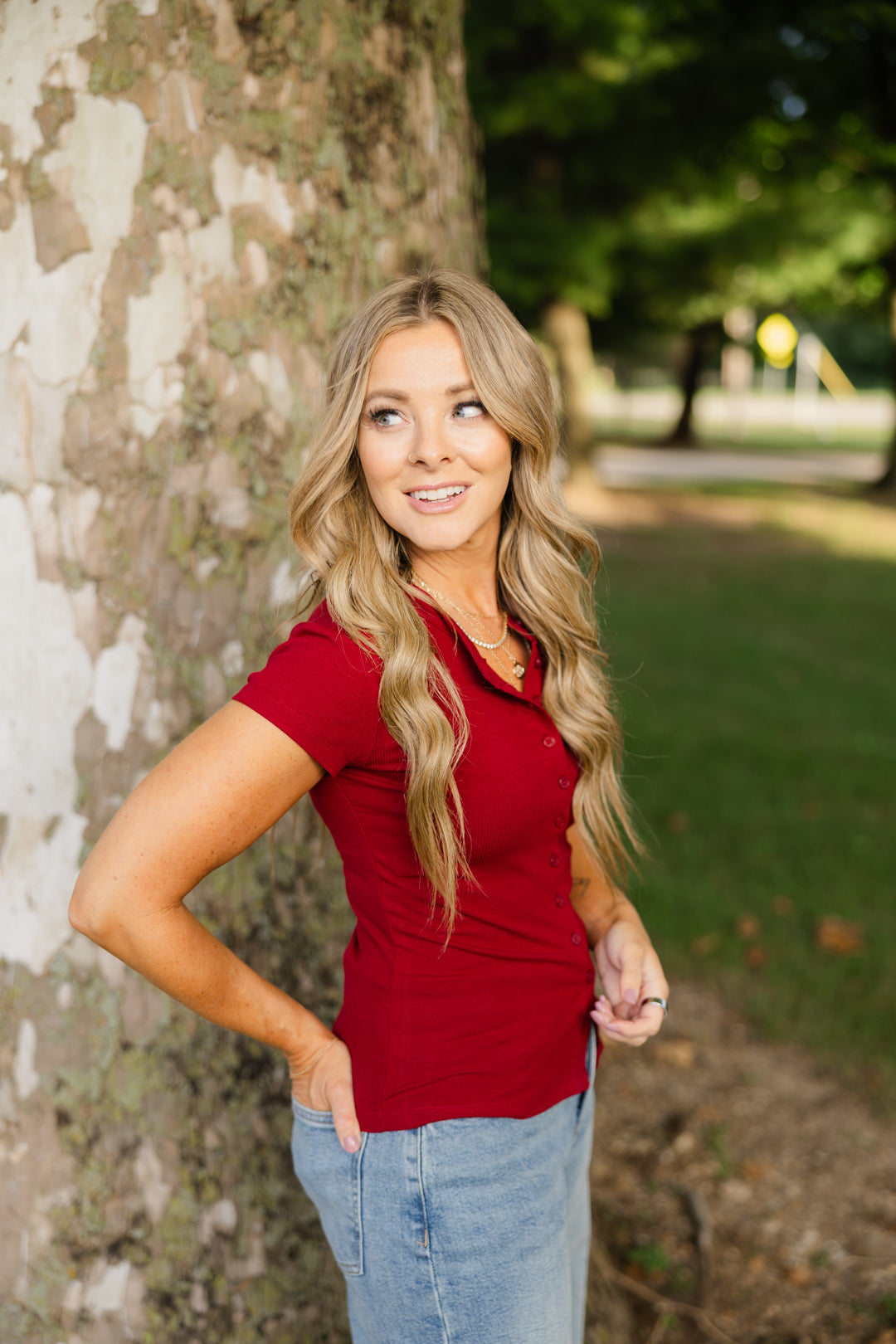 Leslie Button Front Top