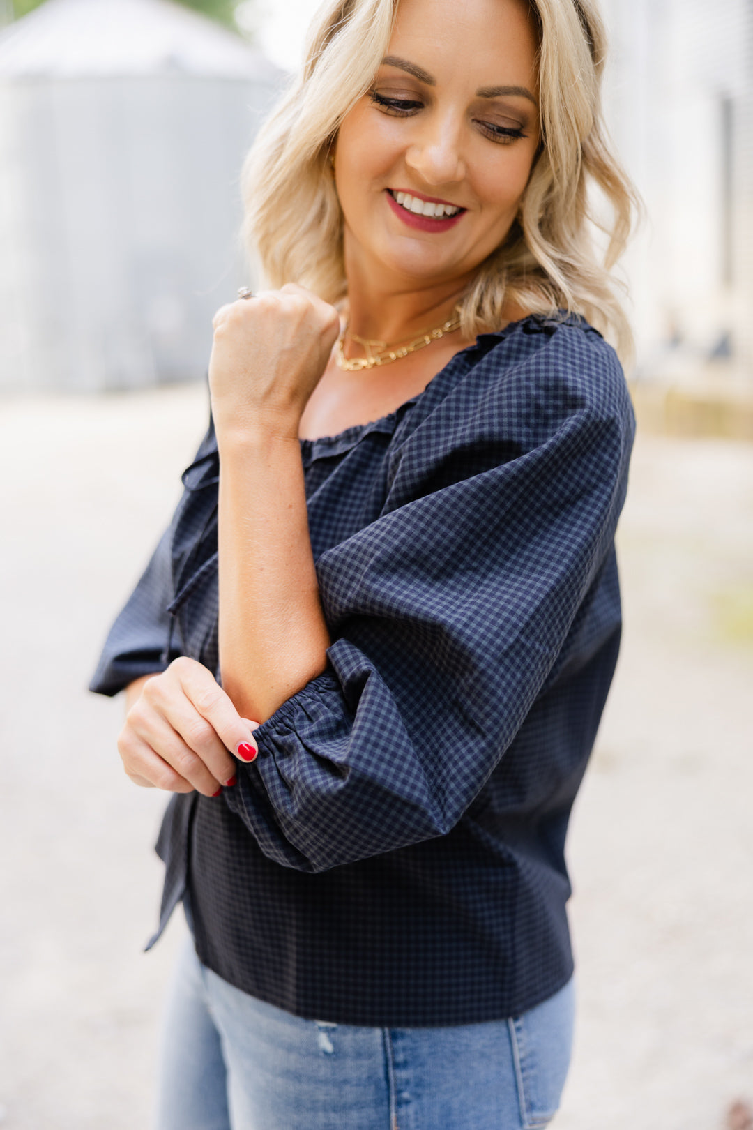 Matilda Gingham Print Blouse