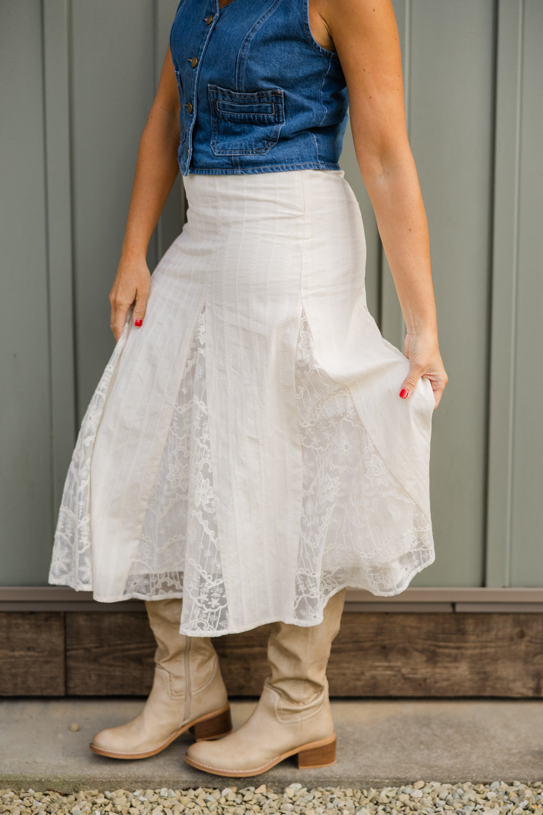 Wildflower Lace Midi Skirt