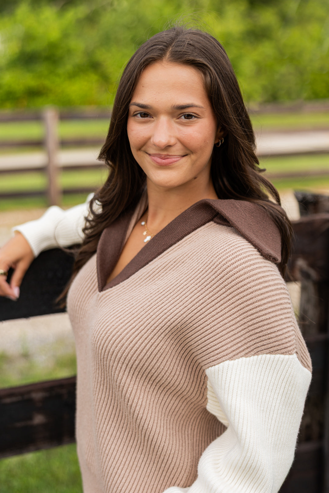 Caramel Colorblock Ribbed Sweater