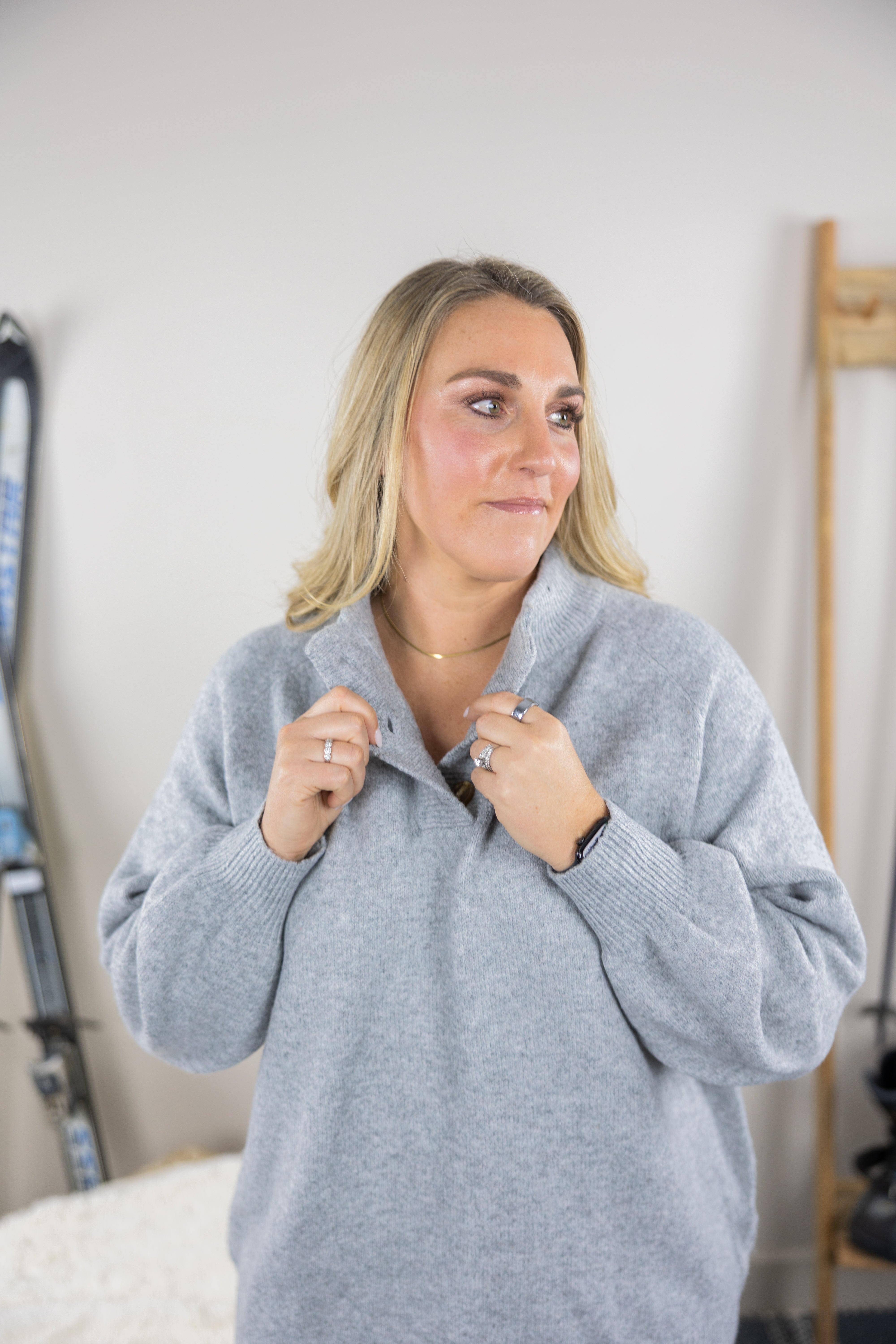 Cozy Up Button Henley Sweater