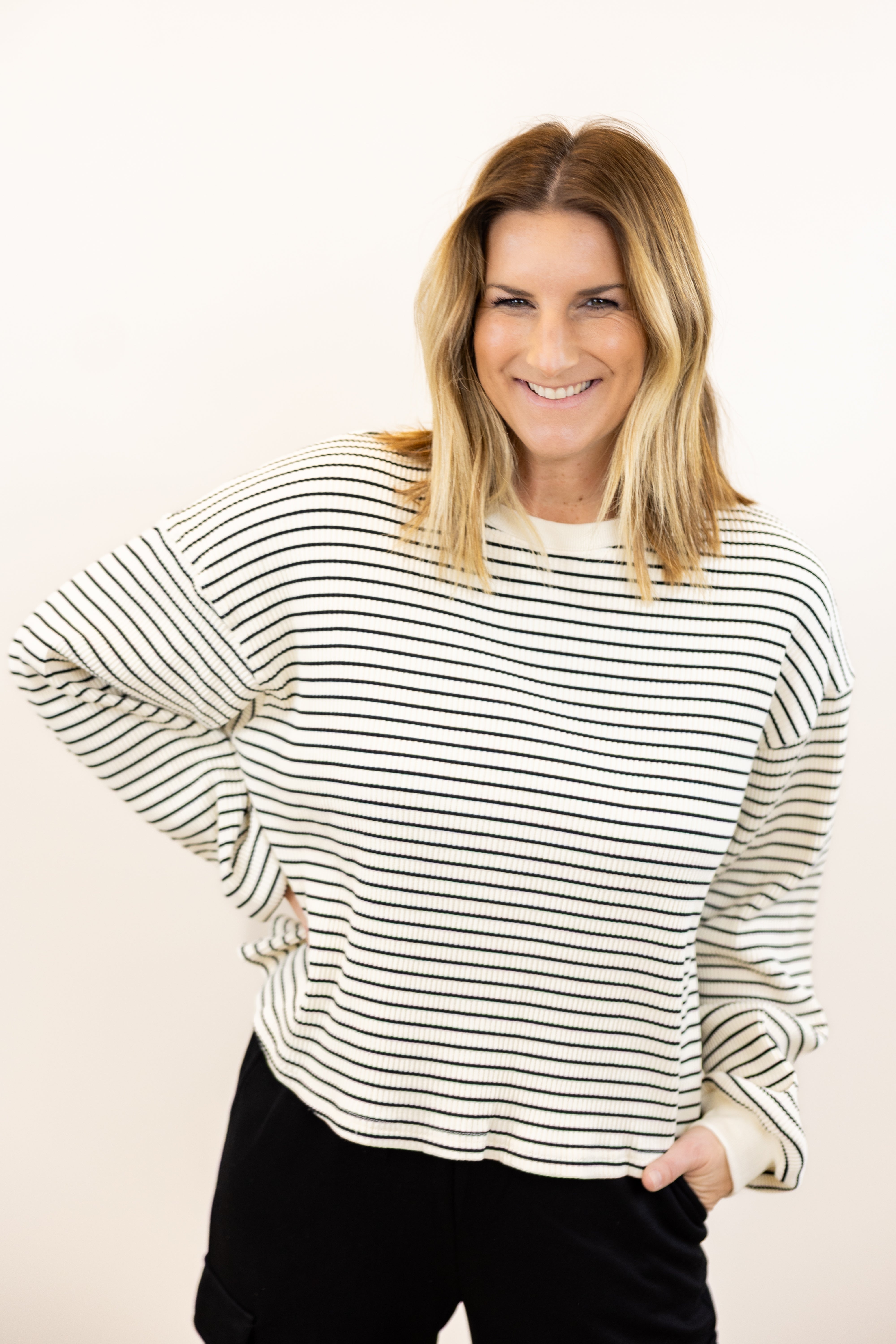 Half Time Striped Long Sleeve