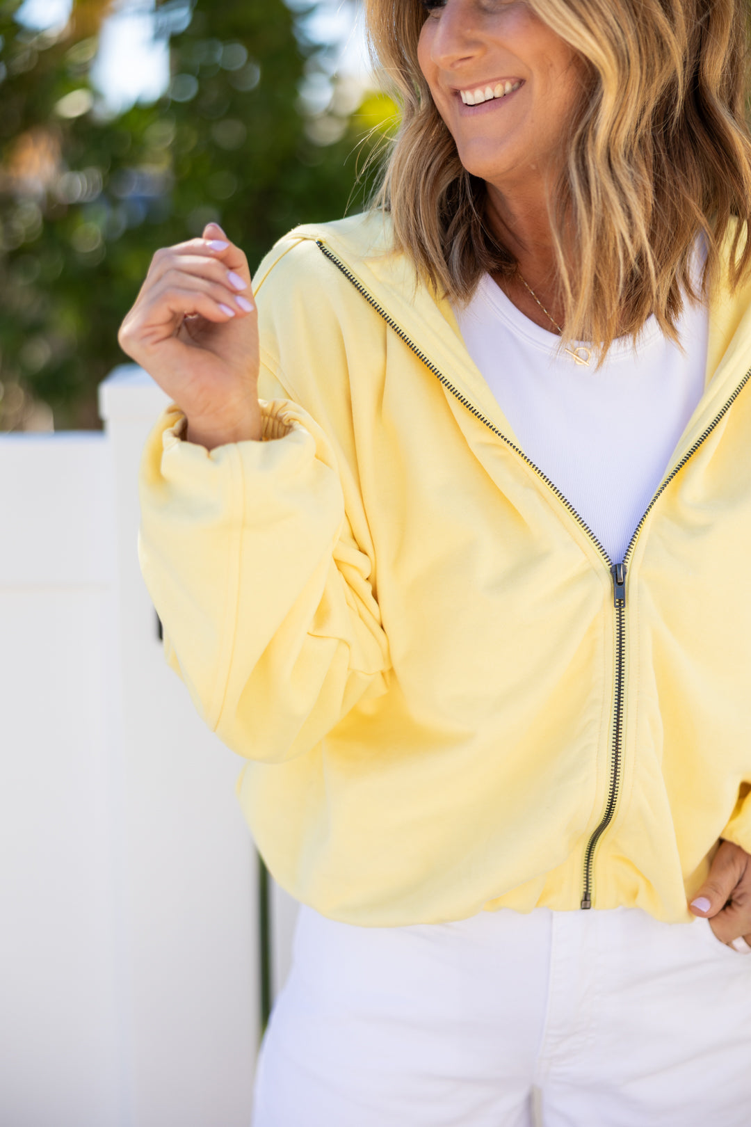 Sunshine Bubble Hem Zip Up