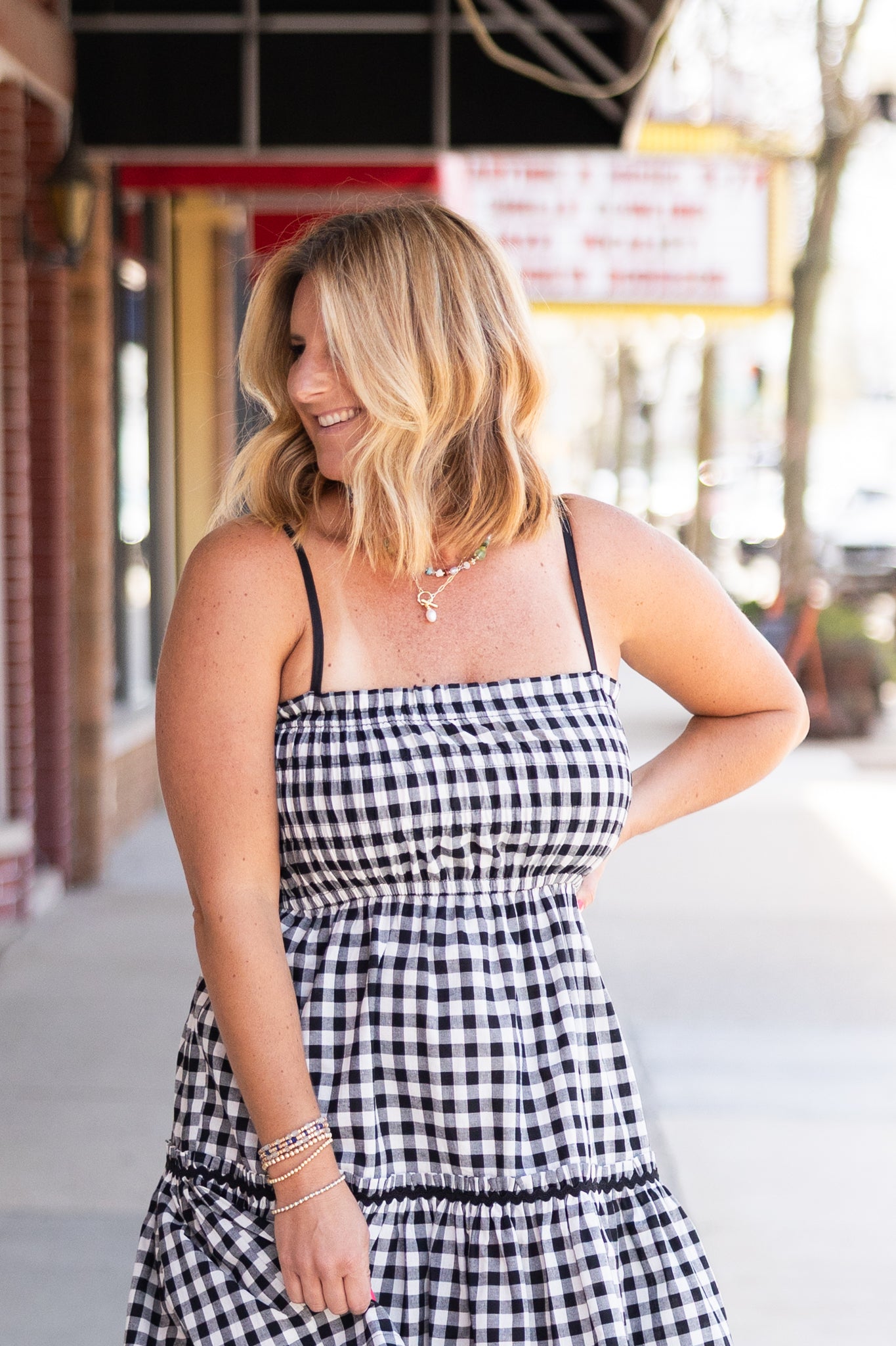 Gingham Smocked Mini Dress