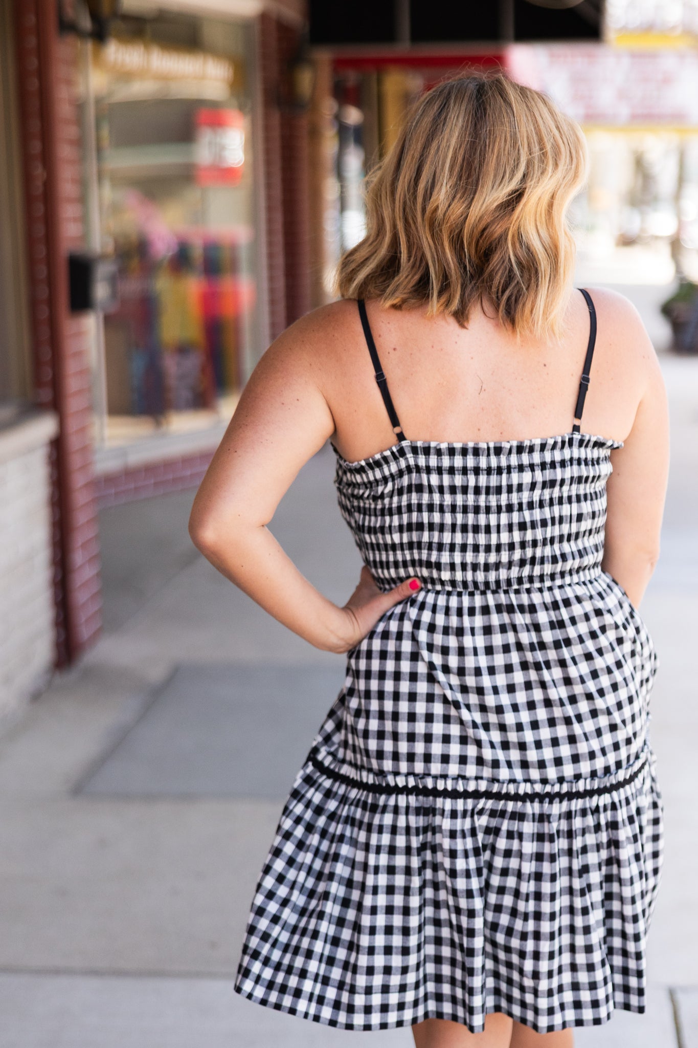 Gingham Smocked Mini Dress