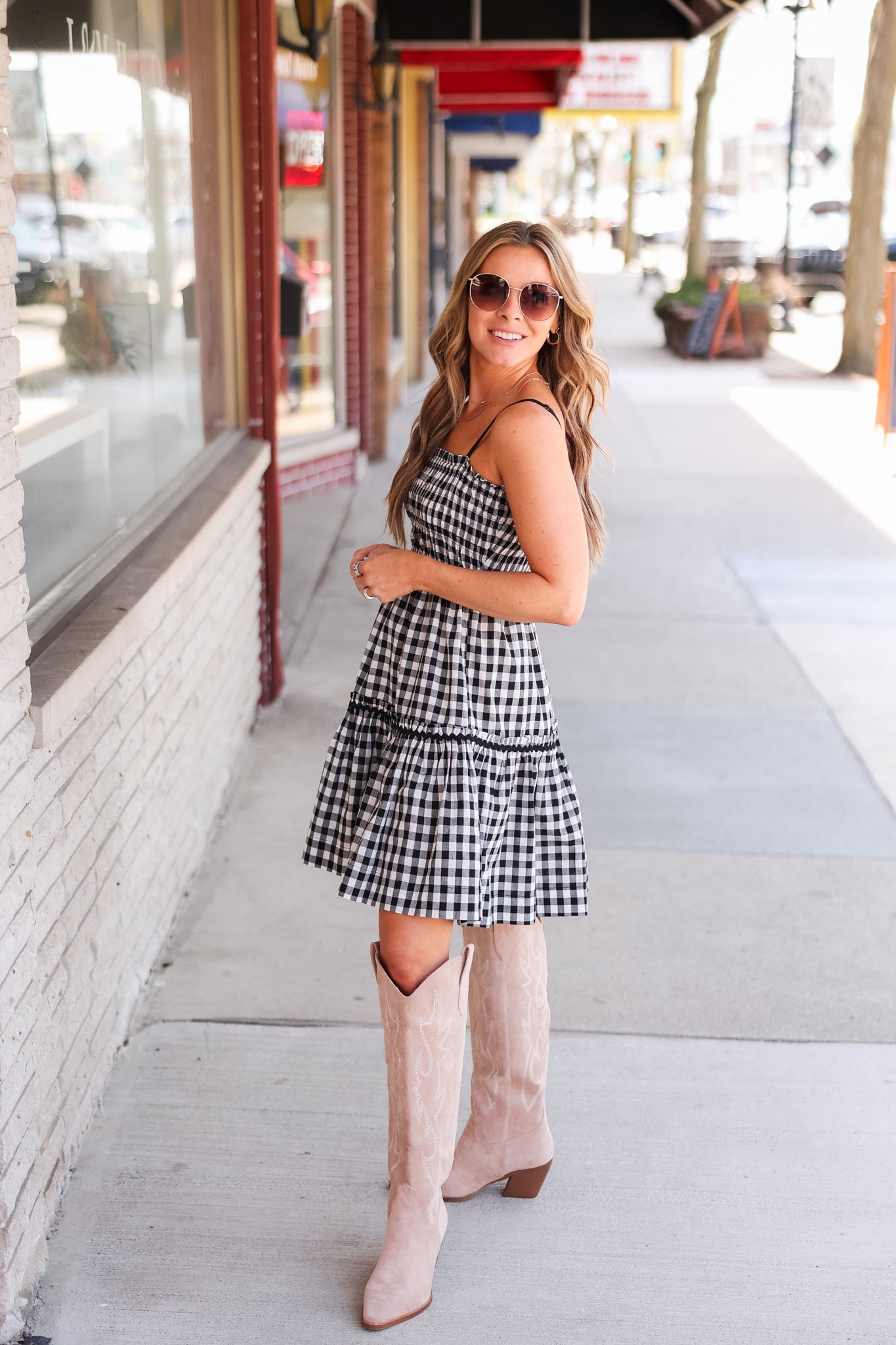 Gingham Smocked Mini Dress