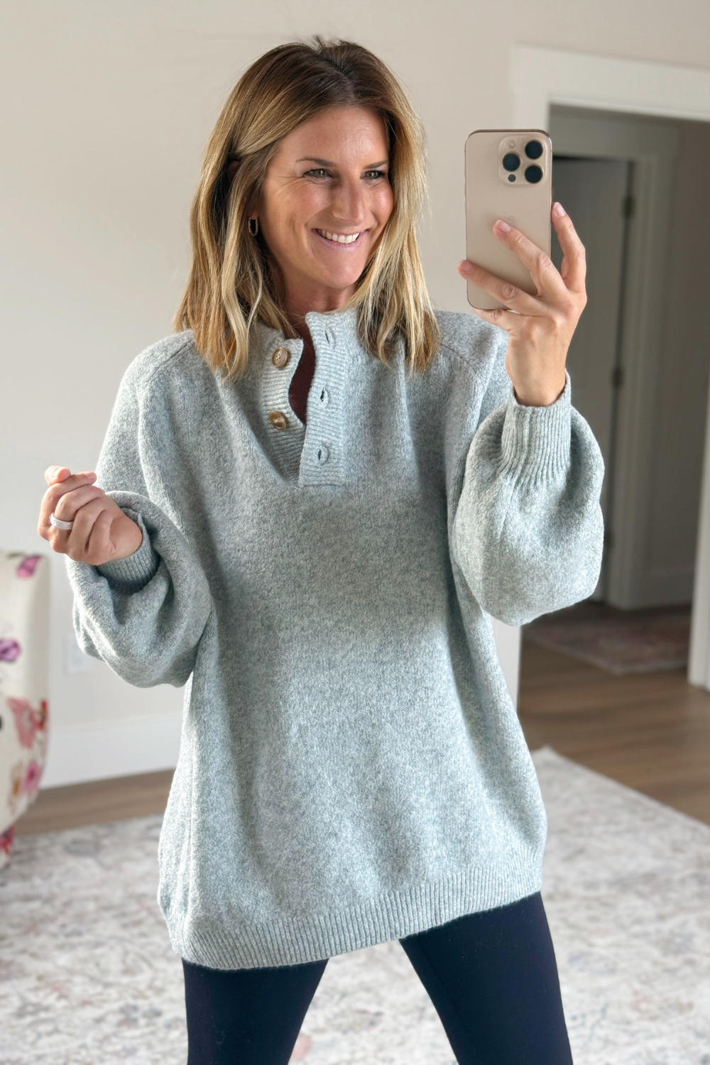 Cozy Up Button Henley Sweater