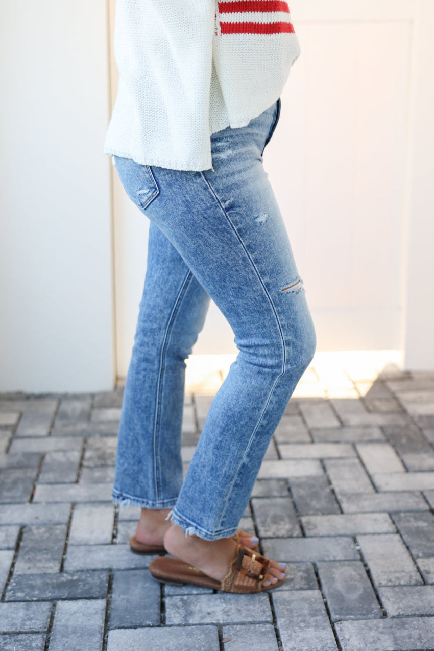 Flying Monkey Conveniently High Rise Crop Slim Straight Jeans