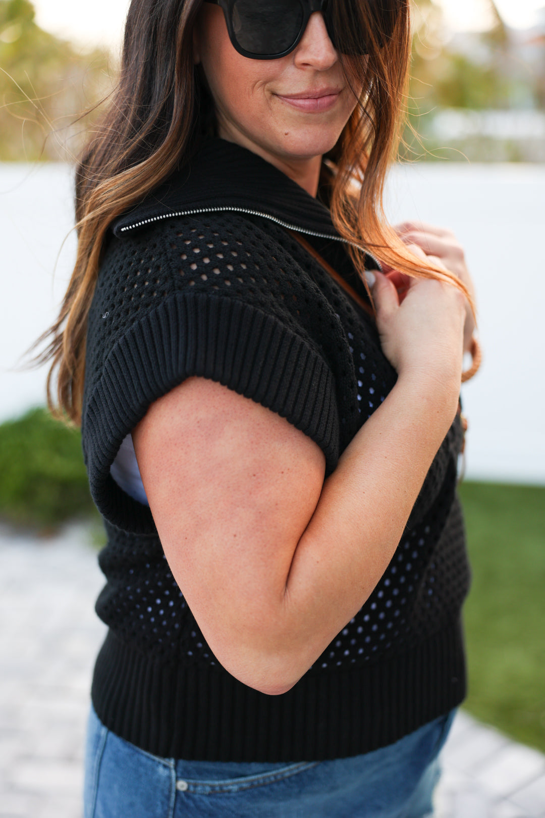 Jewel Crochet Cap Sleeve Jacket