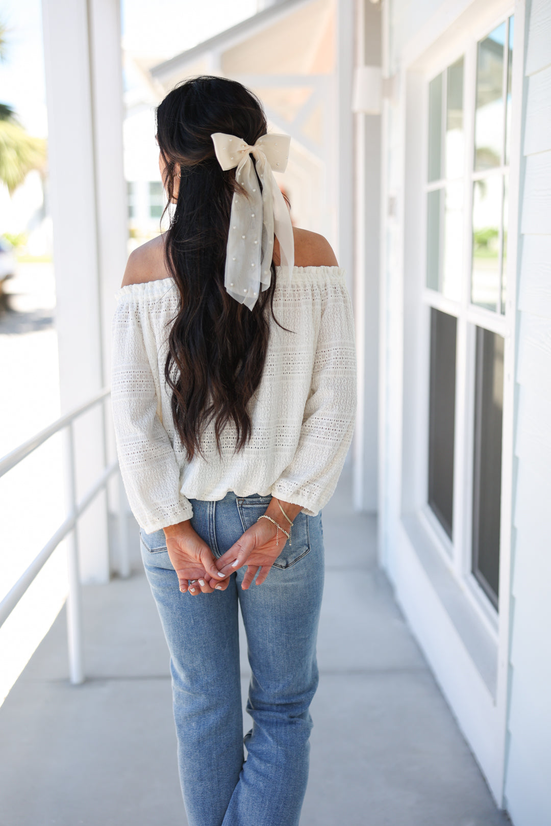 Pearl Off the Shoulder Top