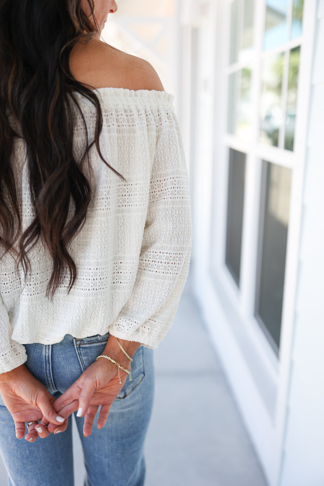 Pearl Off the Shoulder Top