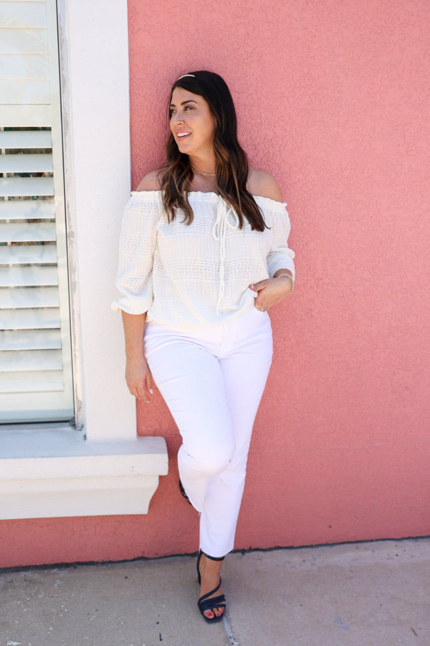 Pearl Off the Shoulder Top