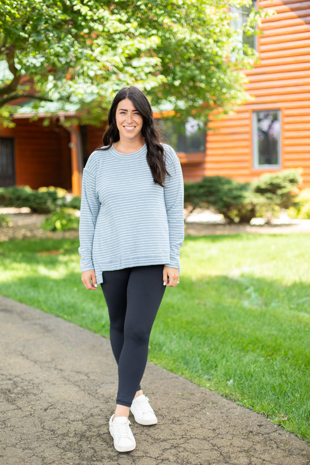 Hazel Chambray Slouchy Striped Top