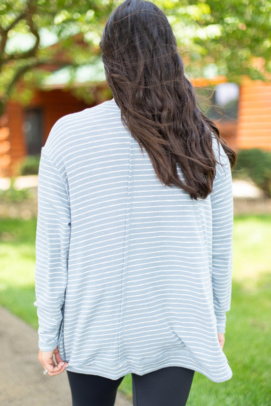 Load image into Gallery viewer, Hazel Chambray Slouchy Striped Top
