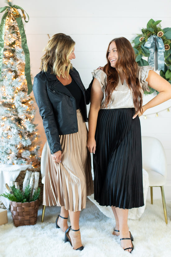 Pleated Pull On Midi Skirt | FINAL SALE