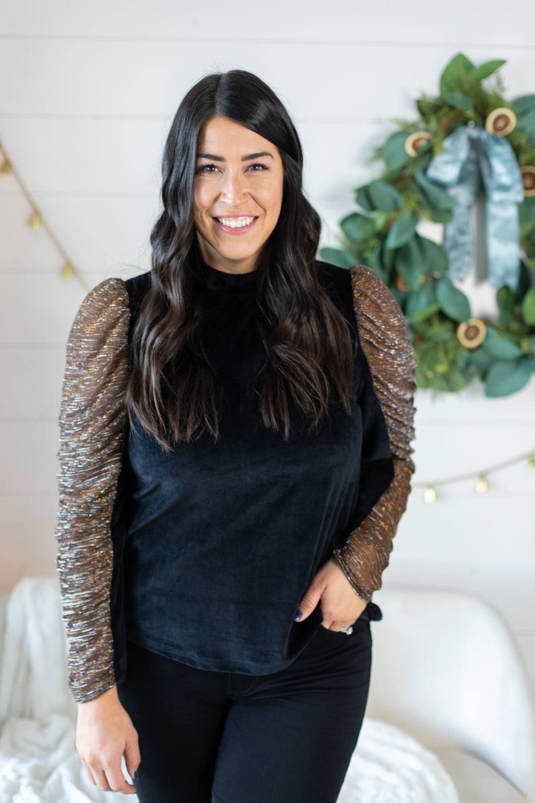 THML Shantel Textured Sleeve Top | FINAL SALE