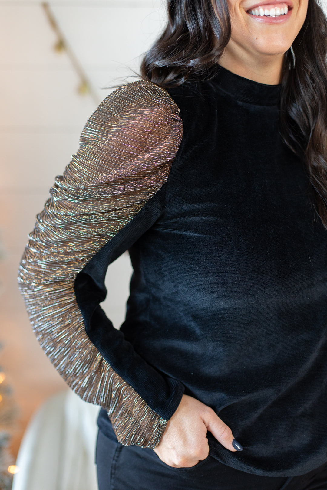 THML Shantel Textured Sleeve Top | FINAL SALE