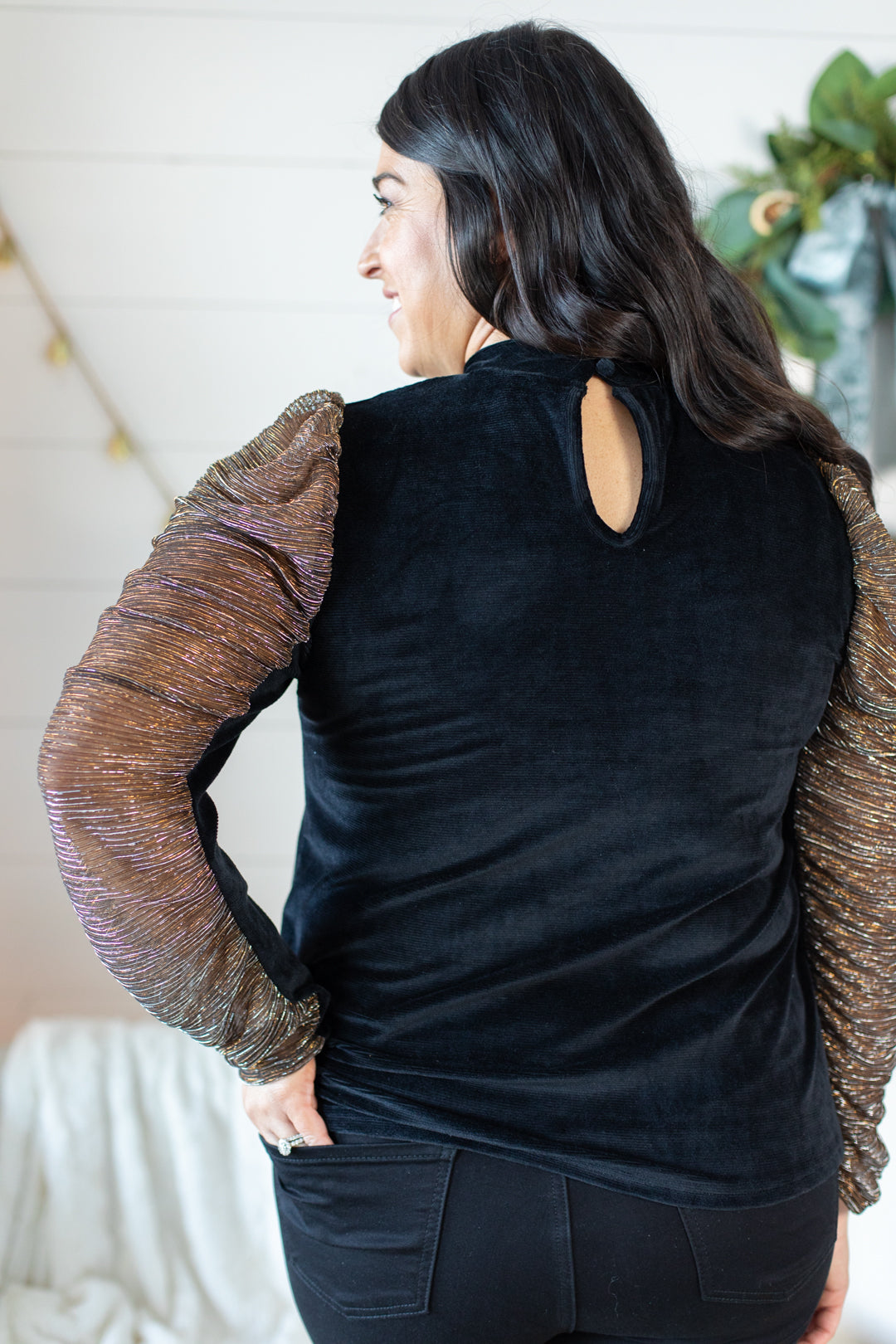 THML Shantel Textured Sleeve Top | FINAL SALE
