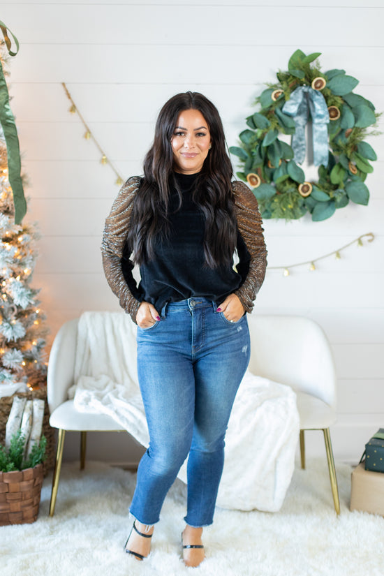 THML Shantel Textured Sleeve Top | FINAL SALE